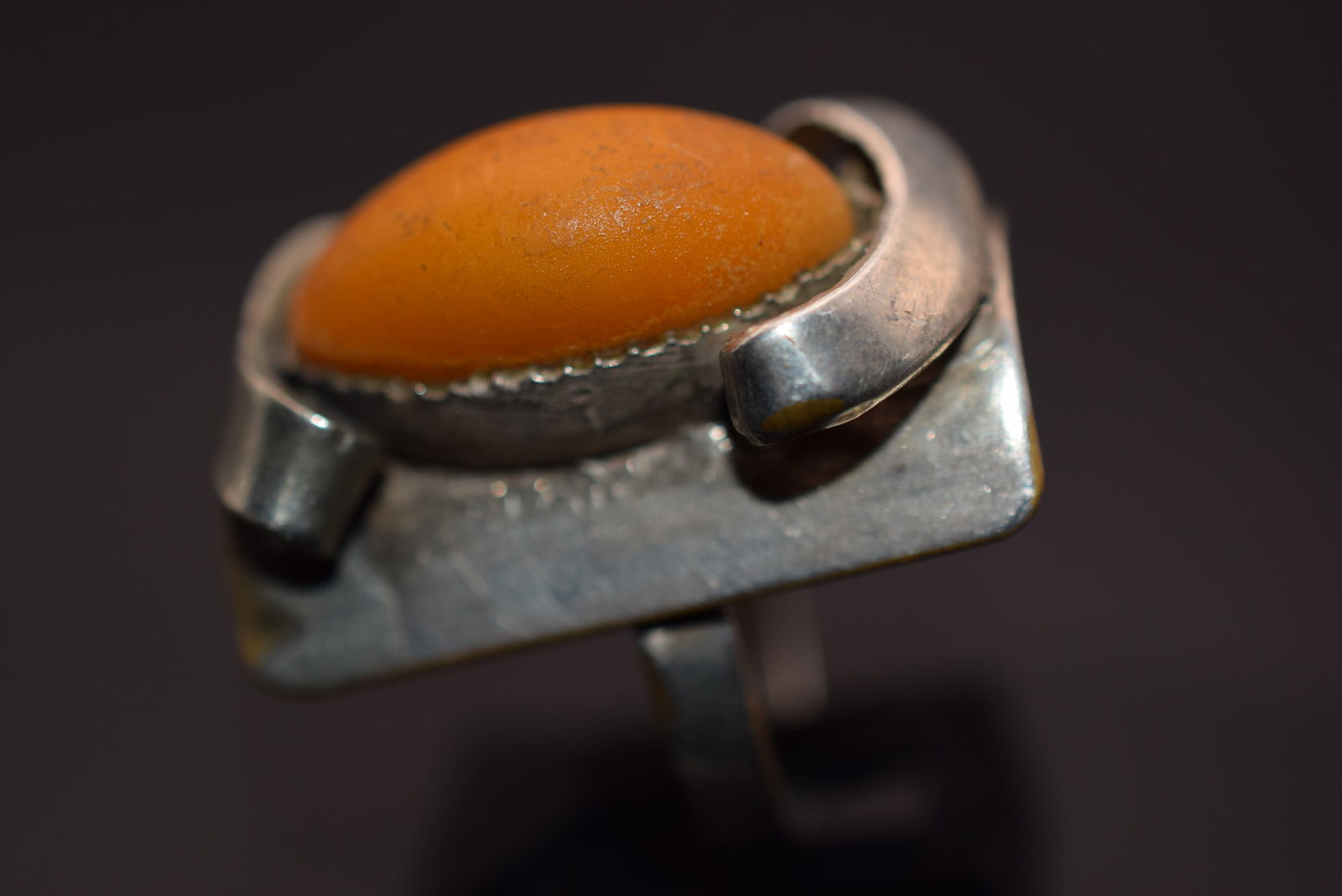 Fabulous Amber Finger Huge Sterling Silver 925 Ring Size 7.25 Lot 309 (1 of 7)
