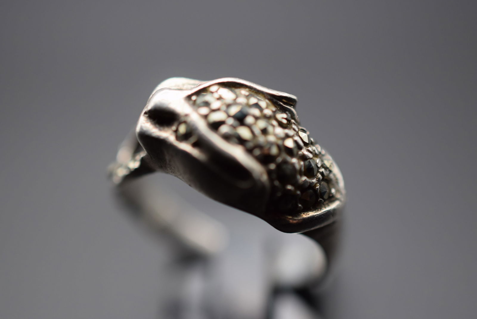Marcasite Tiger Panther Leopard Dragon Sterling Silver 925 Ring Size 6.5 Lot 314 (1 of 7)