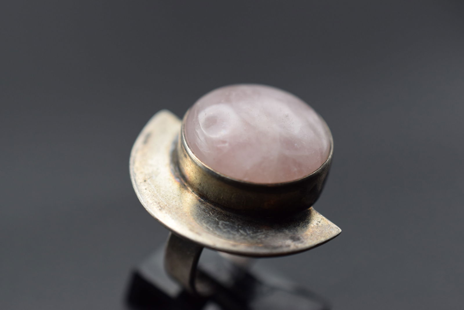Mexico Rose Quartz Modernist Vintage Sterling Silver 925 Ring Size 5.5 Lot 316 (1 of 5)