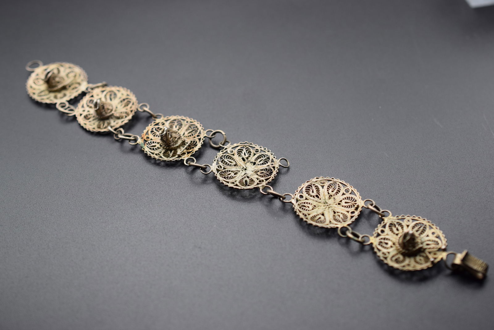 Filigree Silver as is Mexican Hat Bracelet Vintage Lot# DG 327 (1 of 4)