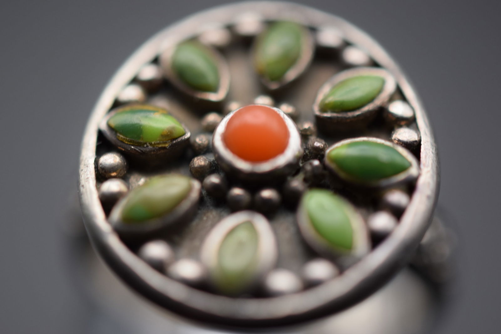 Turquoise Coral Sterling Silver 925 Ring Size 6.5 Lot 330 (1 of 9)