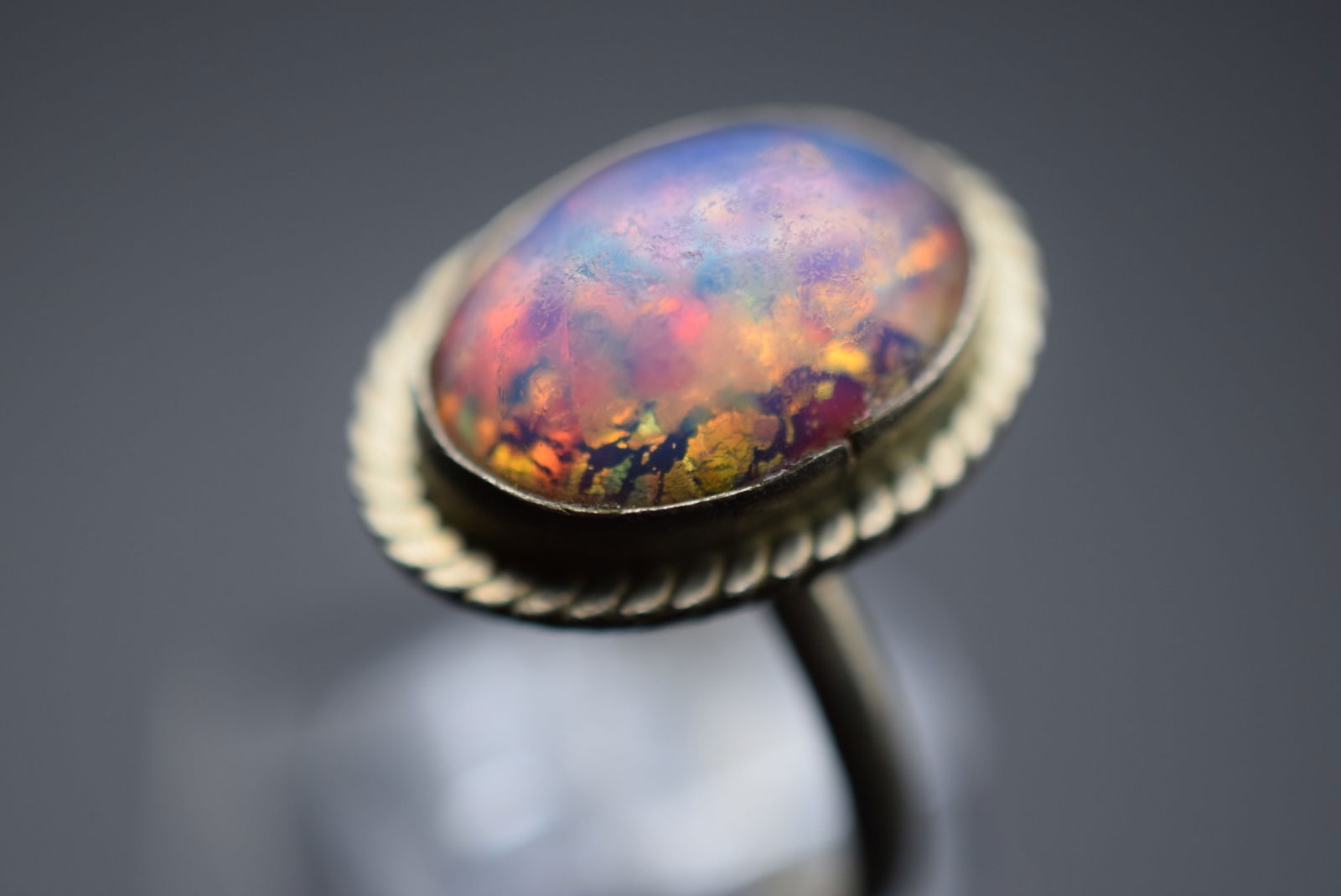 Mexico Faux Opal Silver Ring Size 6.25 Lot 339 (1 of 5)