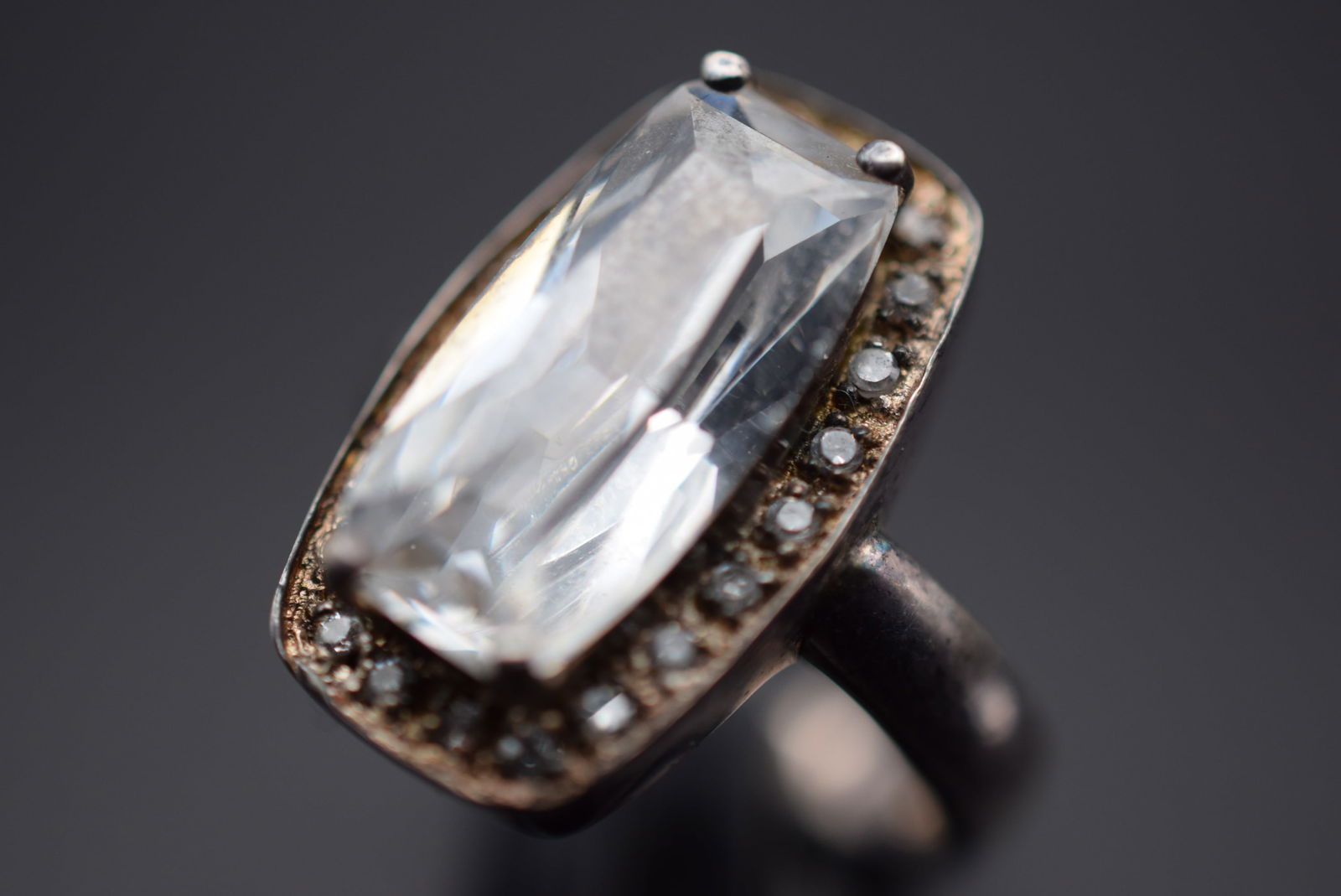 CZ Cocktail Statement Sterling Silver 925 Ring Size 7.5 Lot 345 (1 of 5)