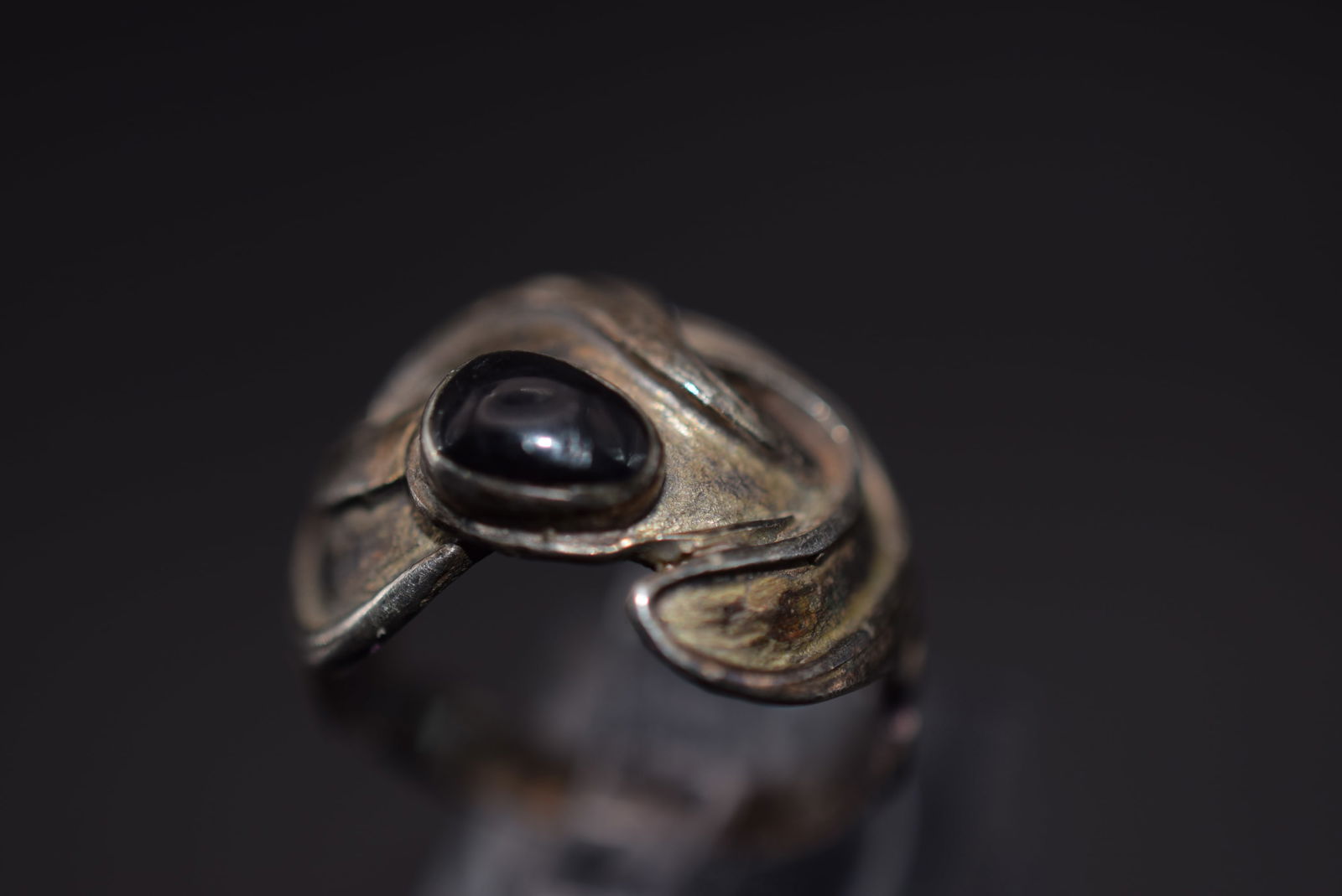 Onyx Vintage Modernist Sterling Silver 925 Ring Size 7 Lot 356 (1 of 6)