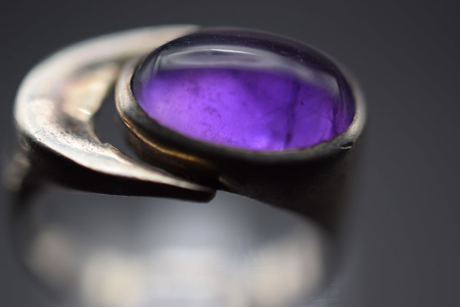 Amethyst Cabochon Vintage Sterling Silver 925 Ring Size 6.25 Lot 367 (1 of 5)