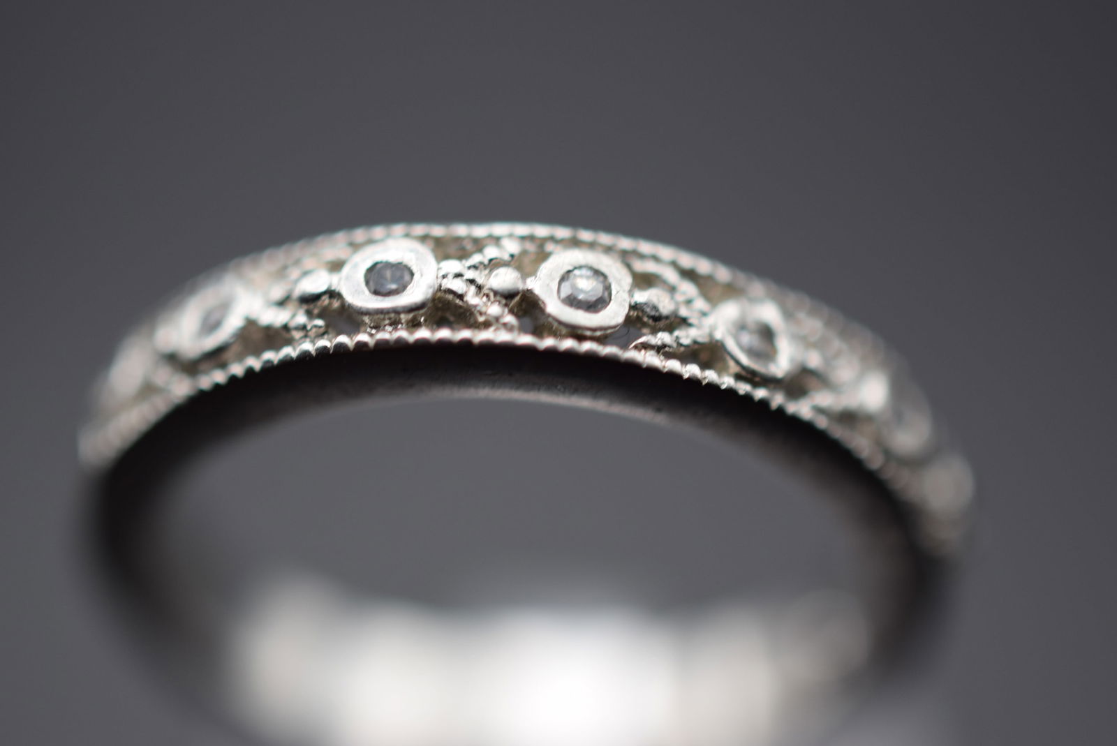 CZ Semi Eternity Band Sterling Silver 925 Ring Size 7.75 Lot 374 (1 of 4)