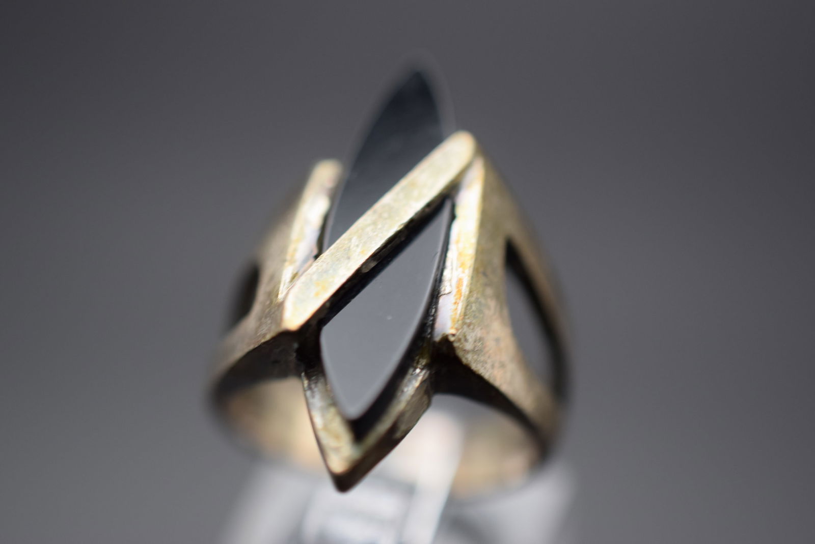 Huge Onyx Finger Cover Ring Vintage Sterling Silver 925 Ring Size 6.5 Lot 378 (1 of 5)