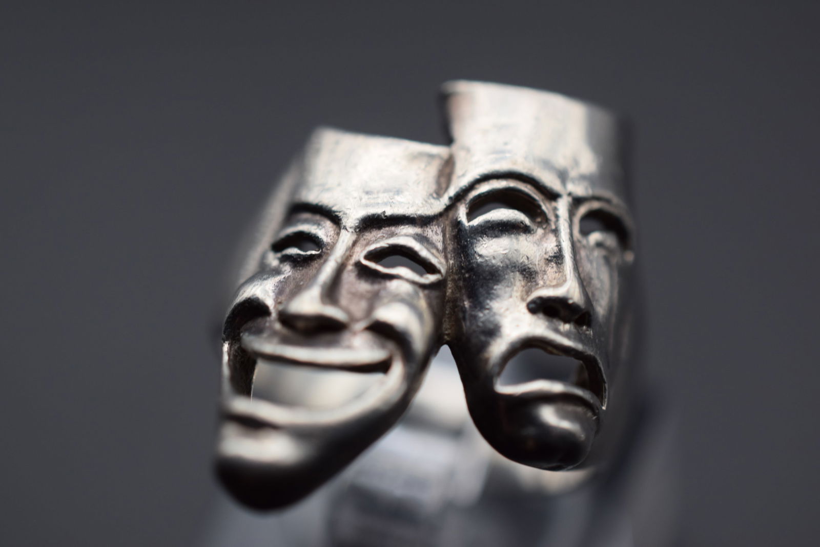 Comedy Tradgedy Vintage Face Mask Sterling Silver 925 Ring Size 7 Lot 402 (1 of 4)