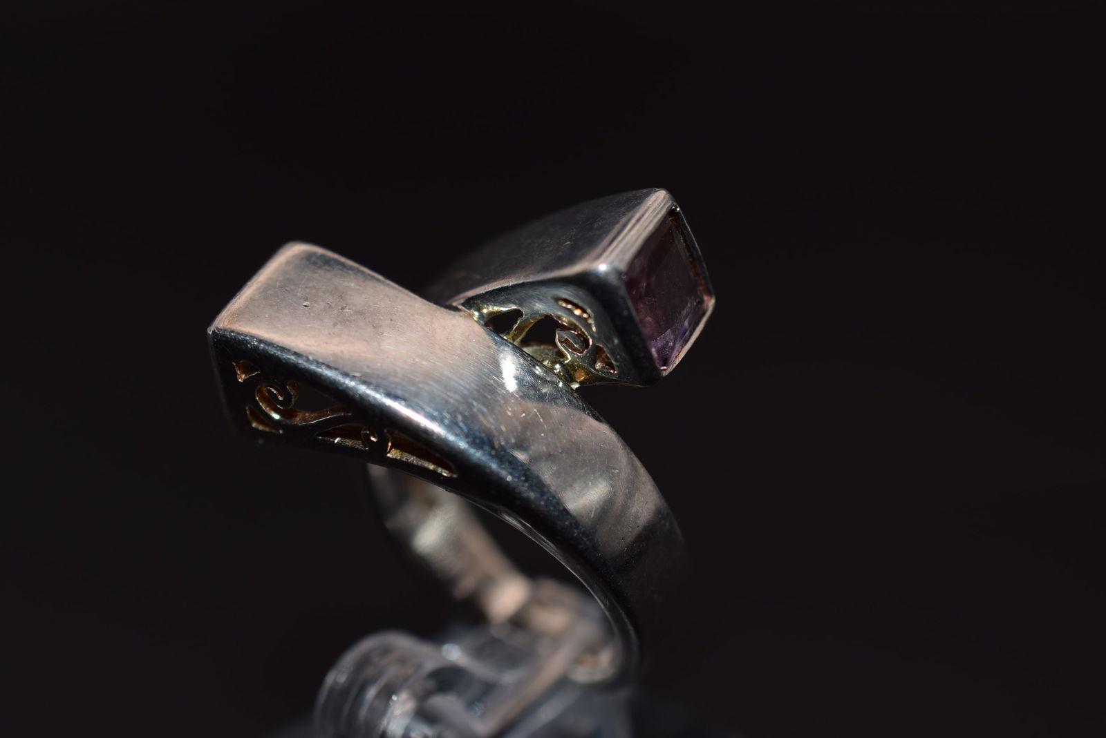 Modernist Unique Amethyst Sterling Silver 925 Ring Size 7 Lot 417 (1 of 6)