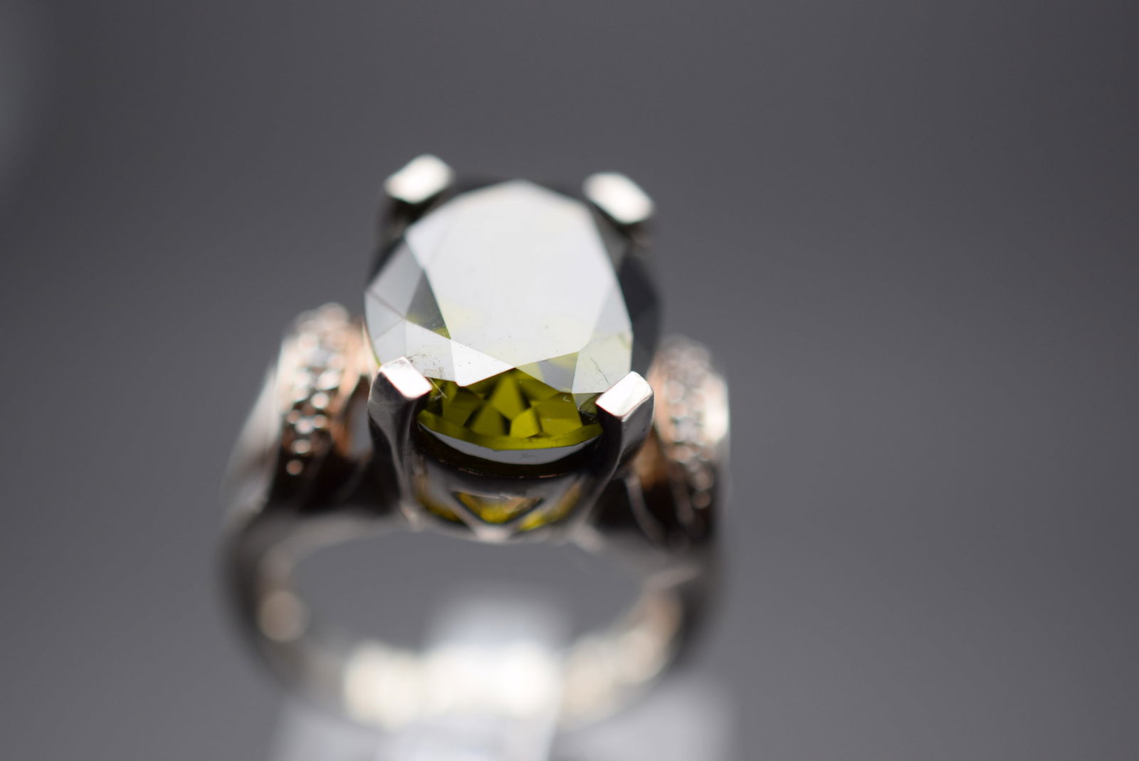 Smokey Topaz CZ Cocktail Sterling Silver 925 Ring Size 6.75 Lot 426 (1 of 6)