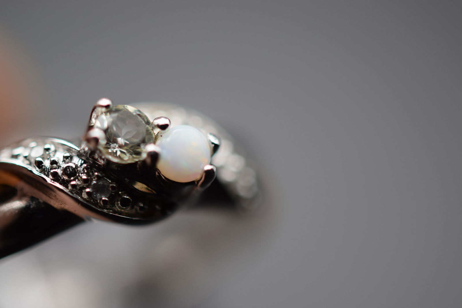 Opal CZ and Vermeil Sterling Silver 925 Ring Size 8.5 Lot 461 (1 of 7)