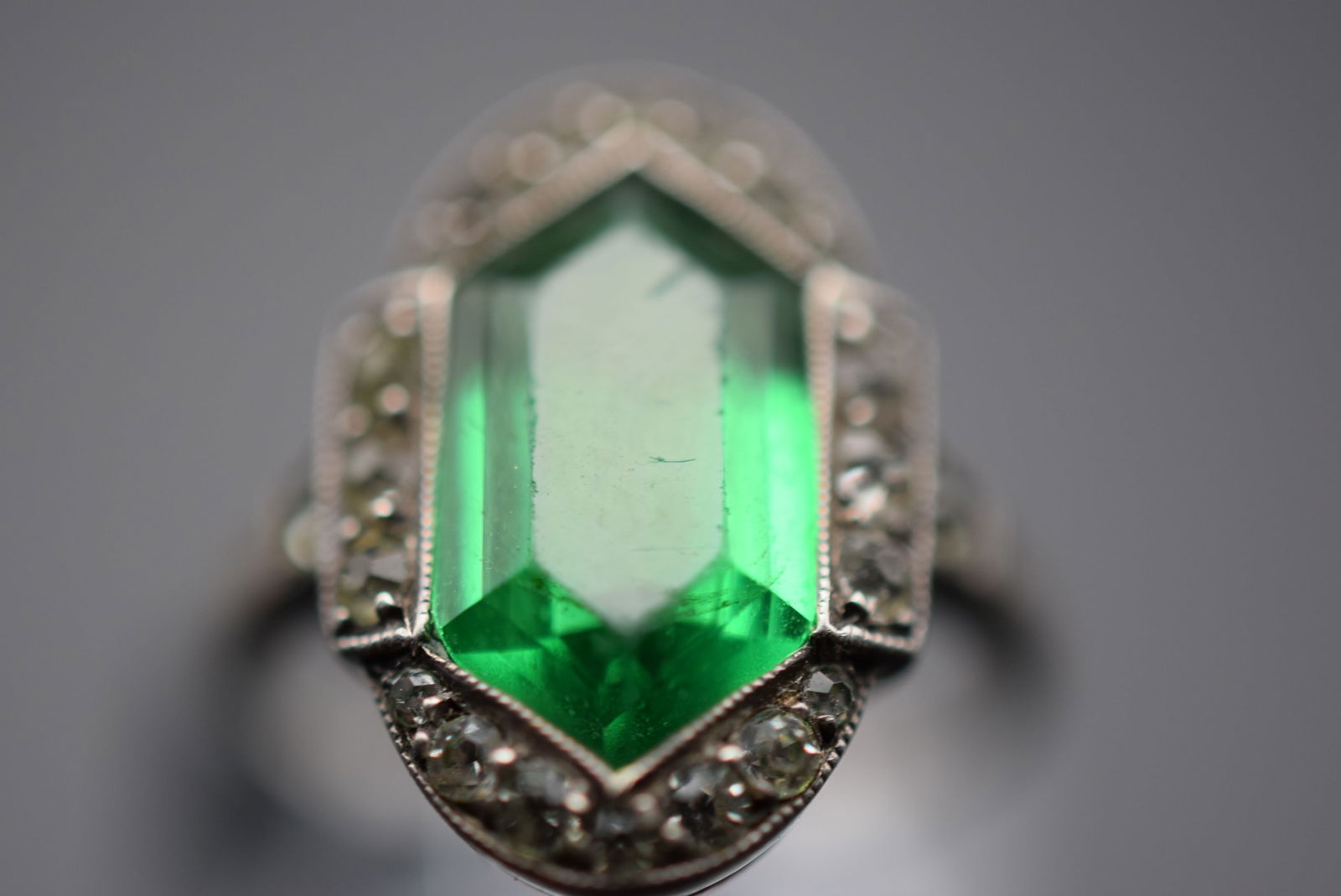 1930's Birks Diamante CZ Green Vintage Sterling Silver 925 Ring Size 3.75 Lot 468 (1 of 5)