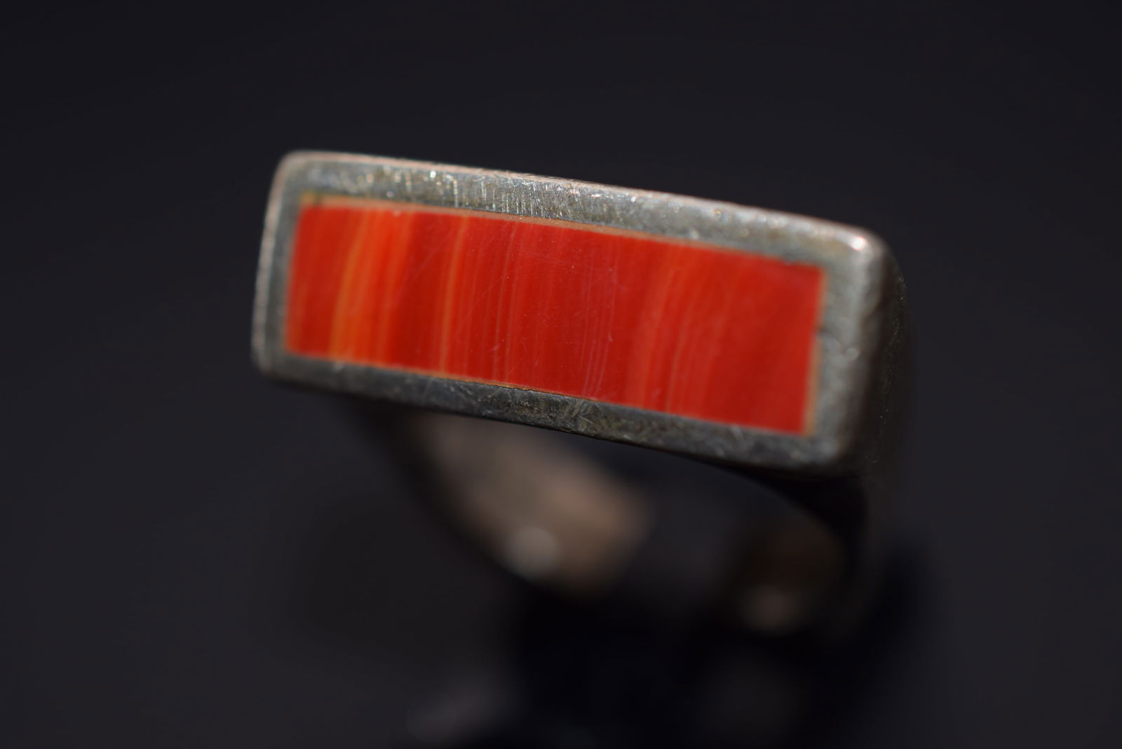 Modernist Stone Curved Sterling Silver 925 Ring Size 5.75 Lot 479 (1 of 7)