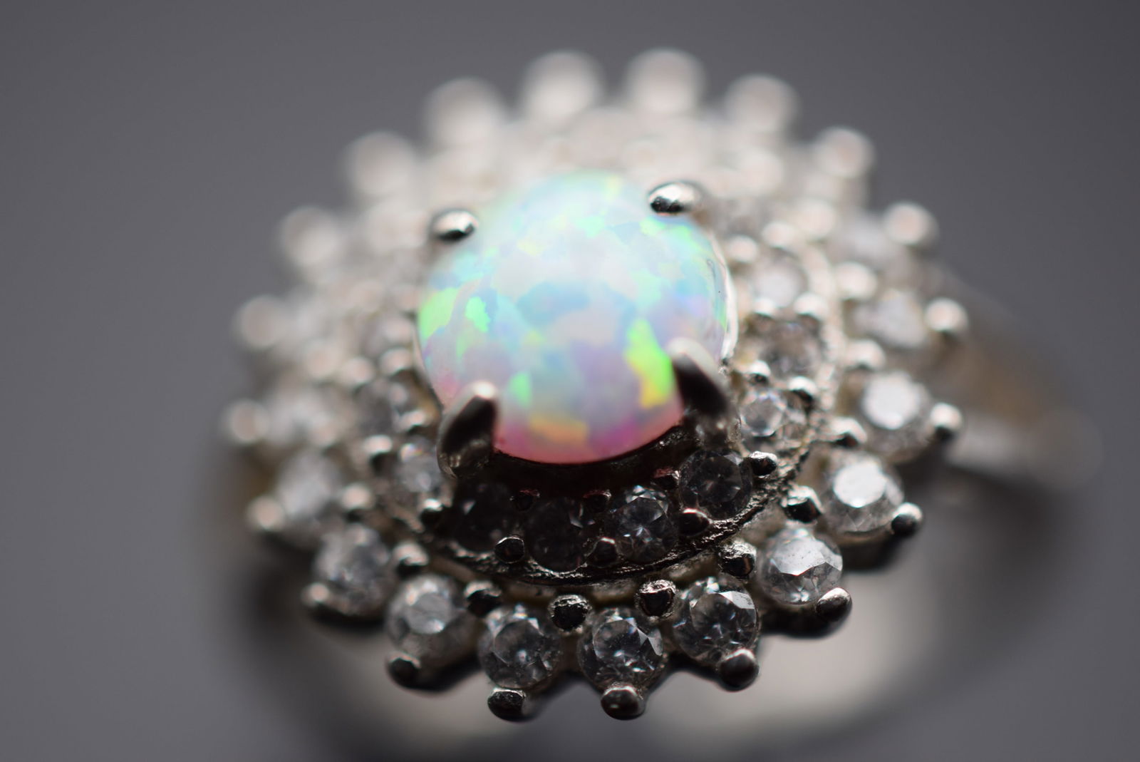 Opal CZ Stunning Cocktail Sterling Silver 925 Ring Size 6 Lot 500 (1 of 5)