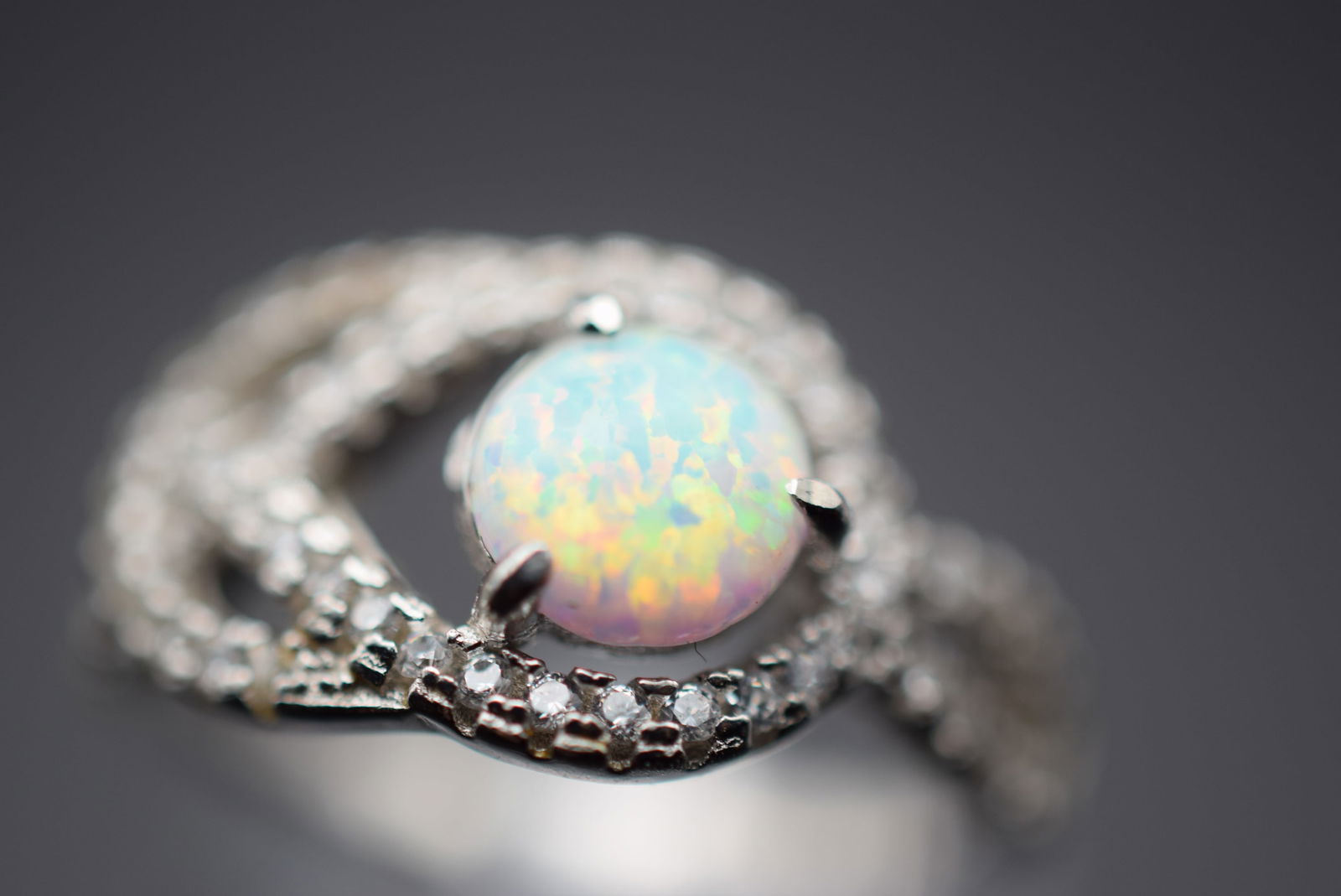 Opal CZ Bling Sterling Silver 925 Ring Size 5.75 Lot 525 (1 of 7)