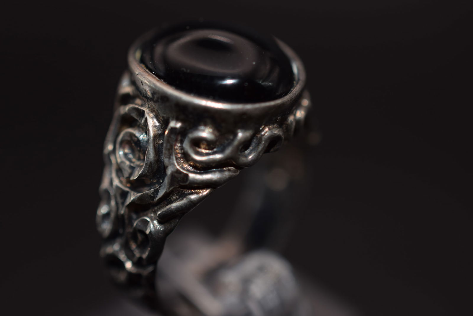 WOW Elaborate Onyx Sterling Silver 925 Ring Size 9 Lot 533 (1 of 5)