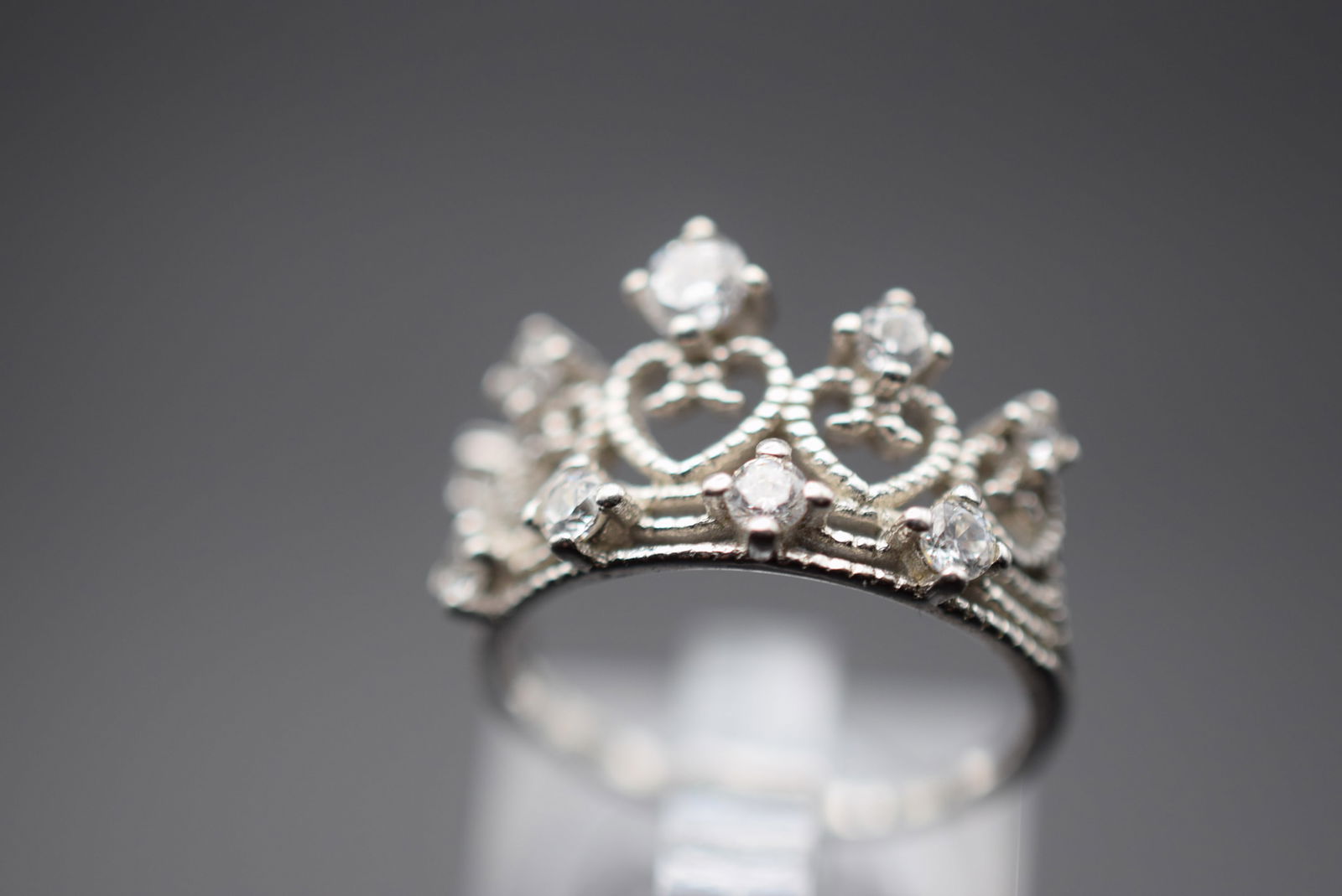 Crown CZ Sterling Silver 925 Ring Size 6.75 Lot 544 (1 of 4)