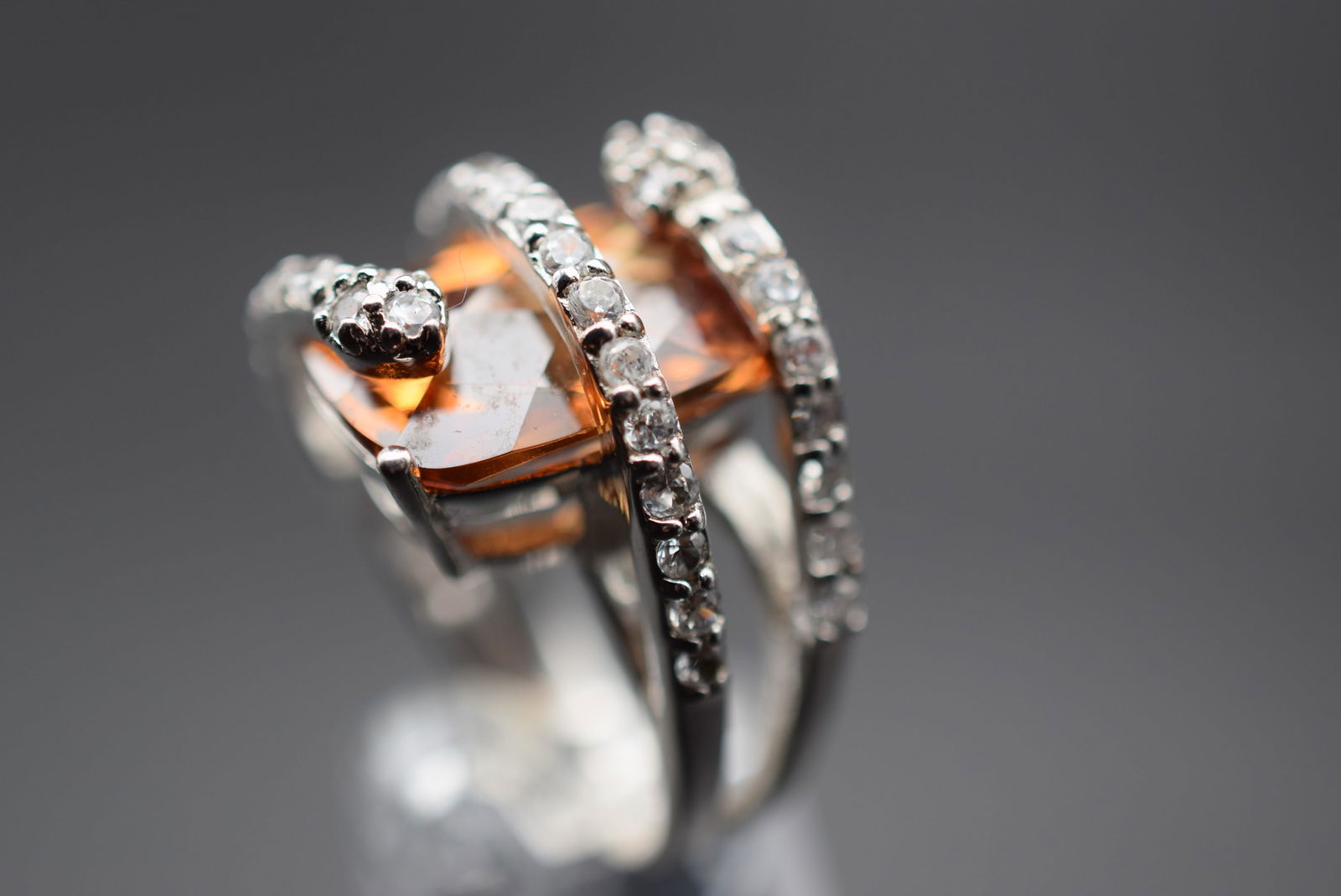 WOW Outstanding Cocktail CZ Huge Sterling Silver 925 Ring Size 7 Lot 549 (1 of 8)