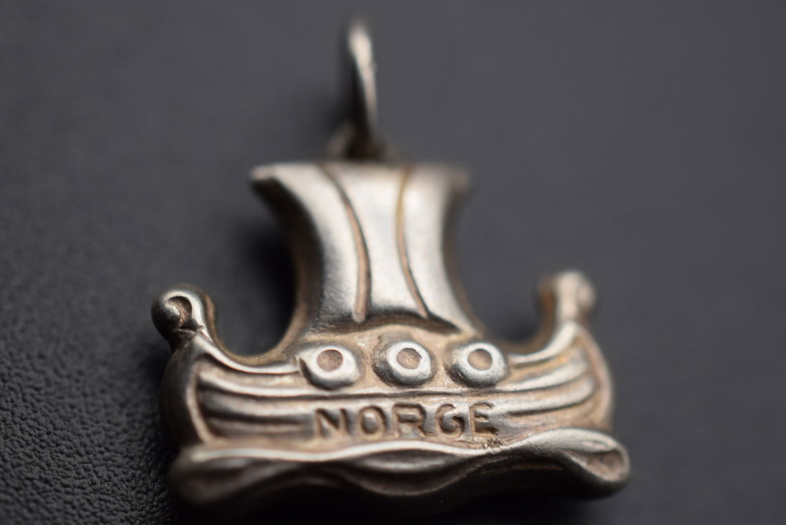 Norwegian Viking Ship Pendant Puffy Charm Sterling Silver 925 Vintage Lot# DG 557 (1 of 2)