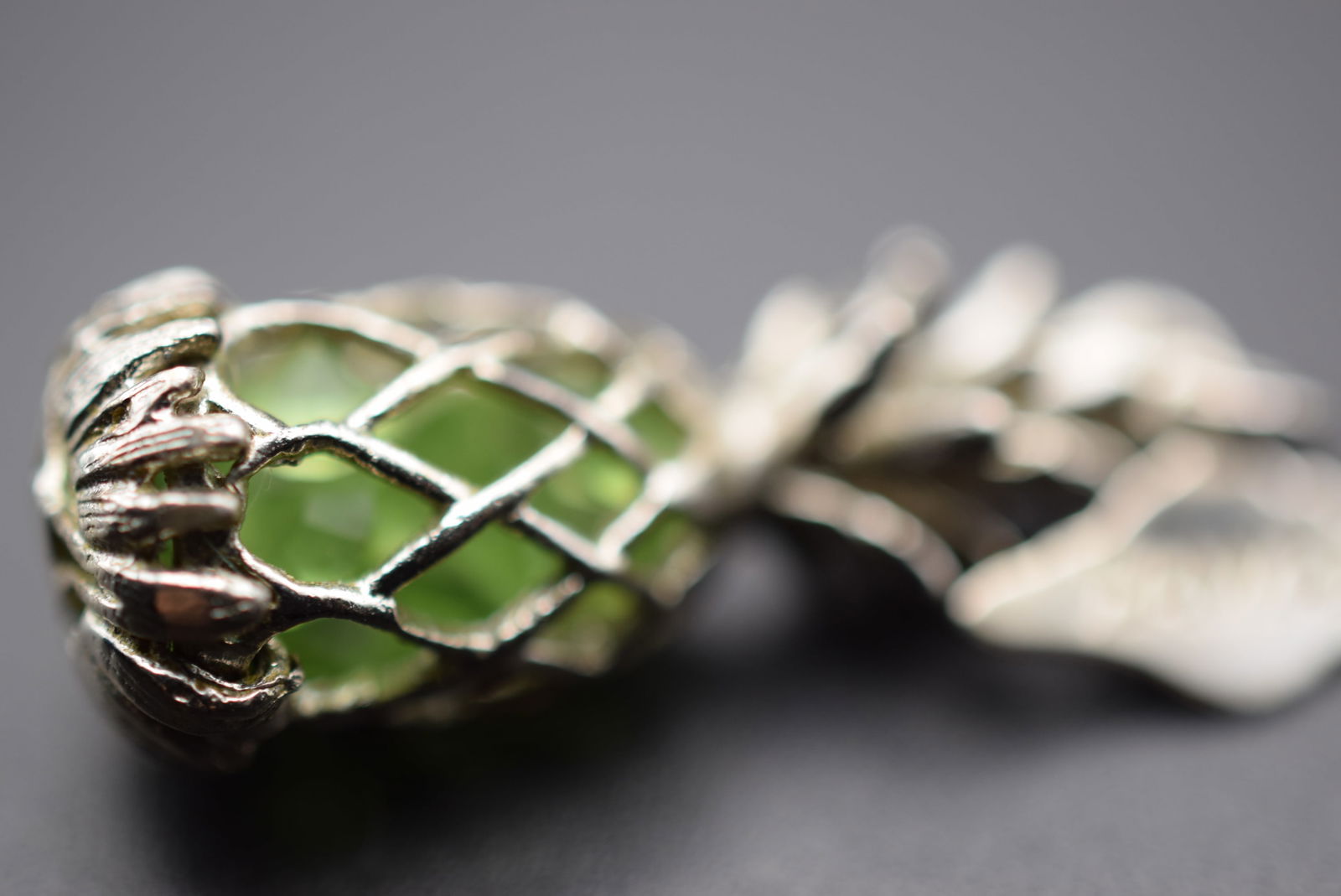 Pineapple Hawaii Pendant Charm filled with Greem Rhinestones Vintage Lot# DG 559: Pineapple Hawaii Pendant Charm filled with Greem Rhinestones Vintage measures 1" x 3/8" plus the bale weighs 3.49 hang Tag singed Hawaii