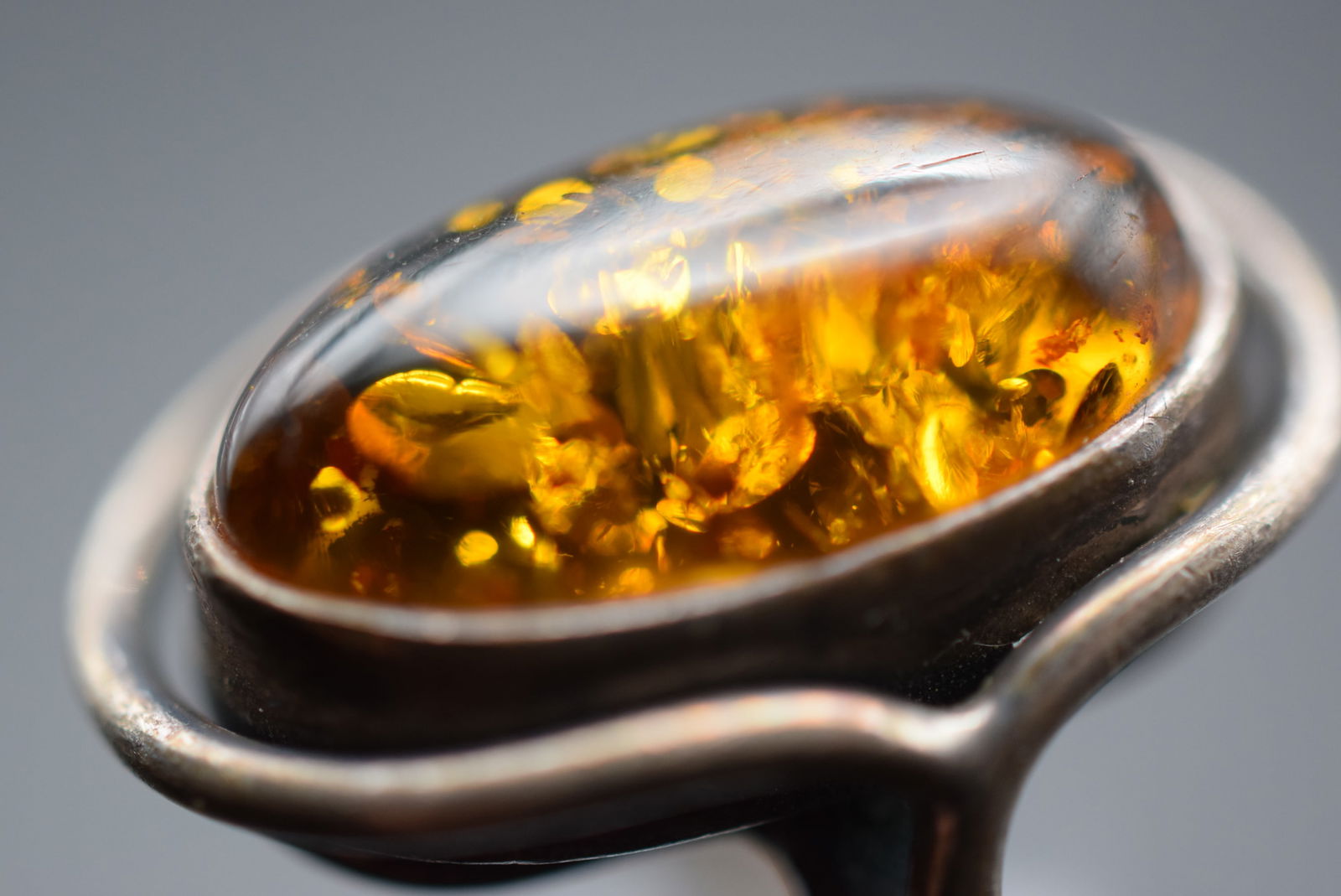 Amber Sterling Silver 925 Ring Size 6.5 Lot 562 (1 of 5)