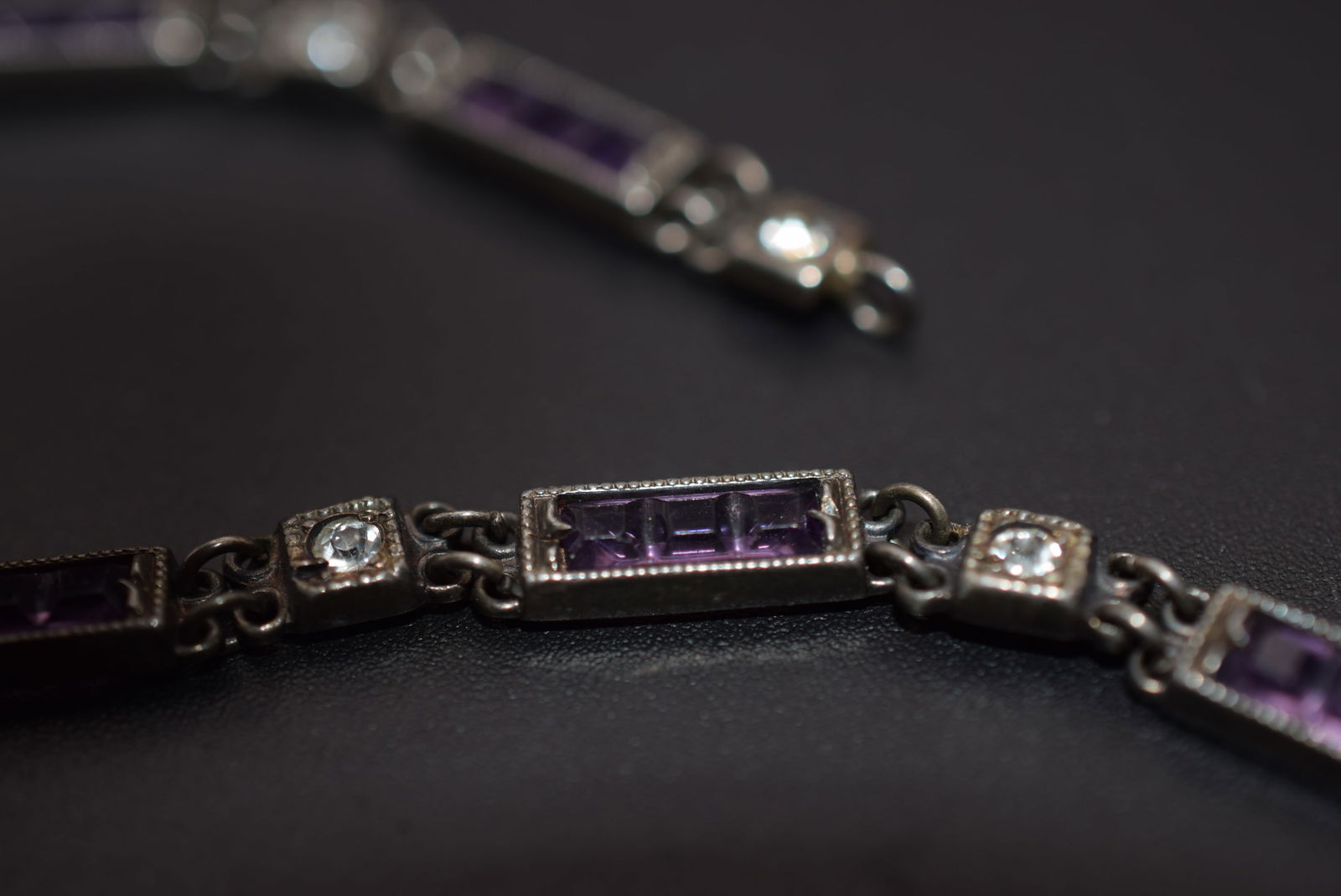 Amethyst Vintage 1930's Sterling Silver 925 Bracelet Lot 578 (1 of 7)