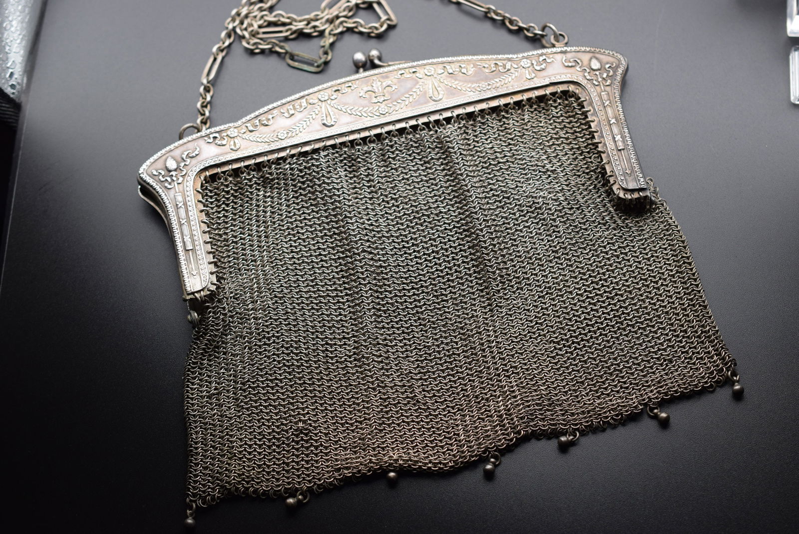 German Silver Chain Mail Mesh Purse Vintage 1930's Signed Lot# DG 604 (1 of 10)