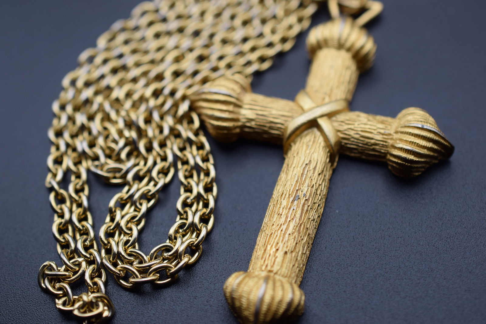 CORO Huge Maltese Type Cross Pendant Necklace and Chain Lot 609: CORO Huge Maltese Type Cross Pendant Necklace and Chain measures 36" Long and the Signed Cross Pendant measures a huge 3" x 2"