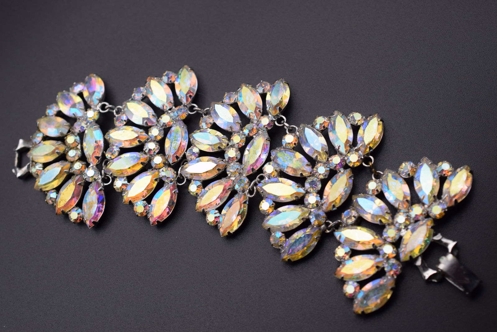 Pierre Ultra Wide Rhinestone 1940's Signed Bracelet Lot# DG 657 (1 of 5)