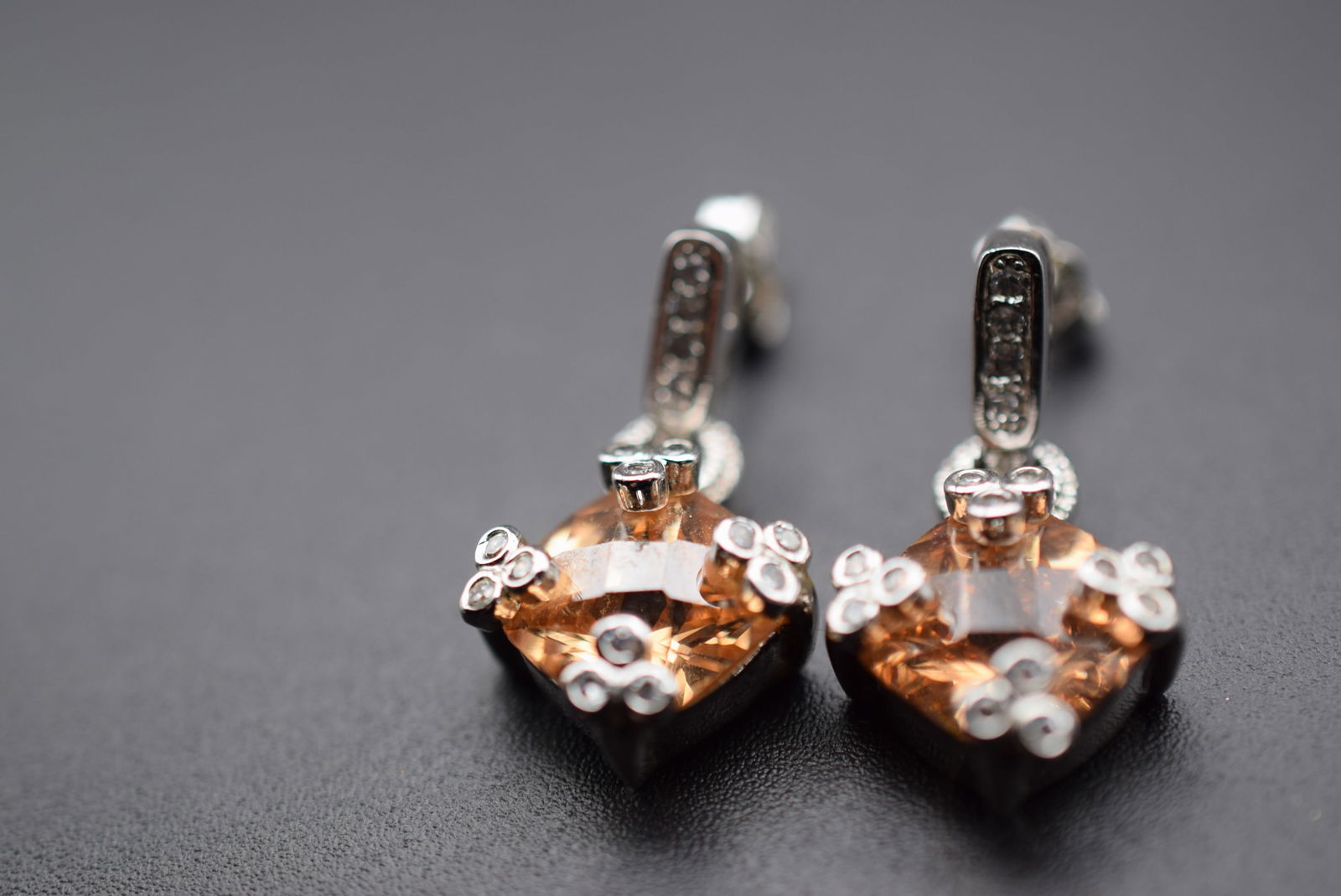 Pink Champagne CZ Pierced Earrings Lot 664 (1 of 6)