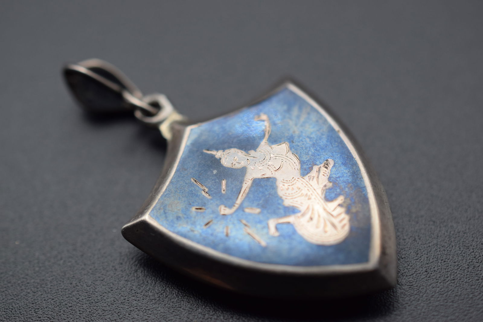 Vintage Pendant Sterling Silver 925 Siam Damascene Niello Lot 697 (1 of 3)