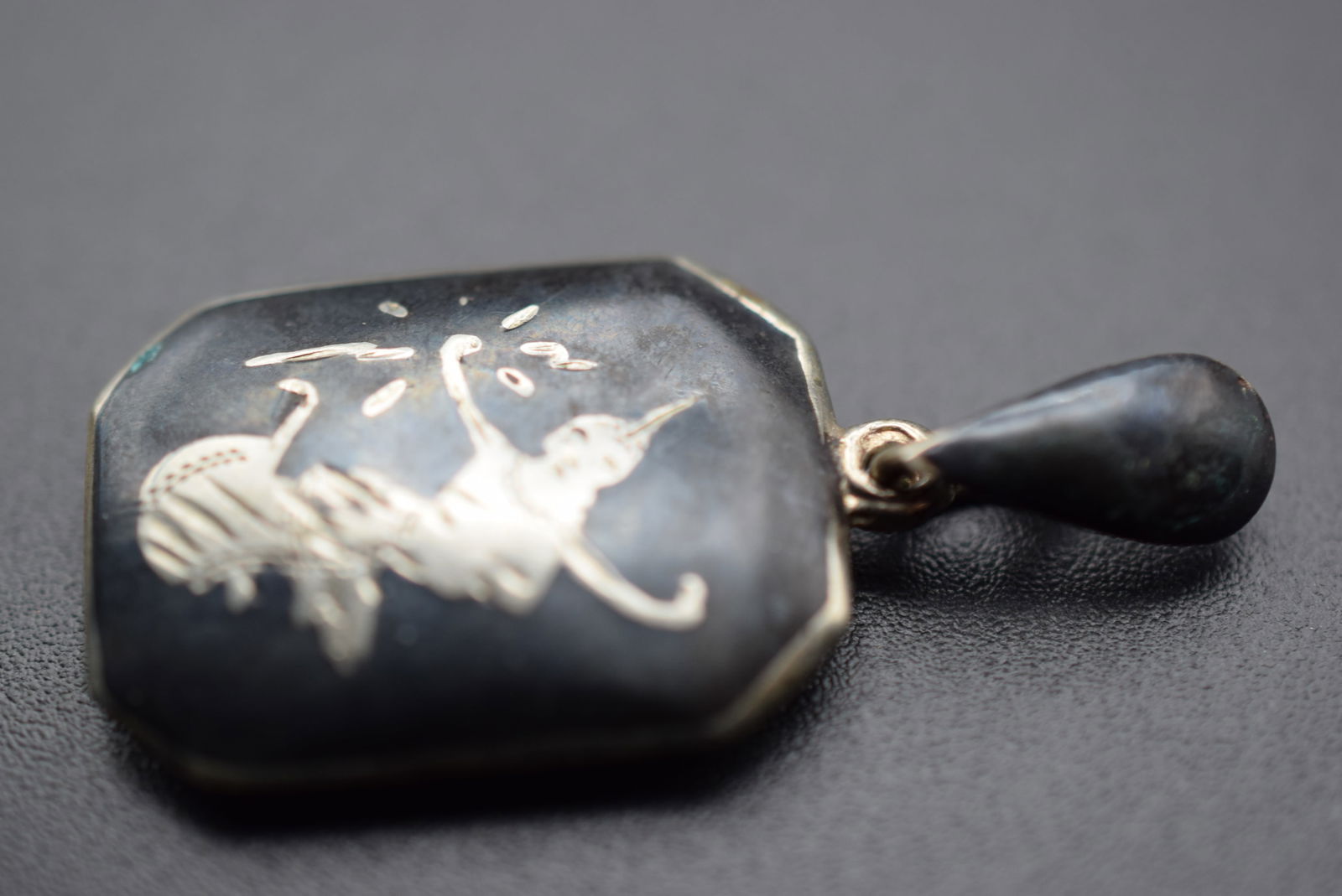 Vintage Pendant Sterling Silver 925 Siam Damascene Niello Lot 701 (1 of 4)