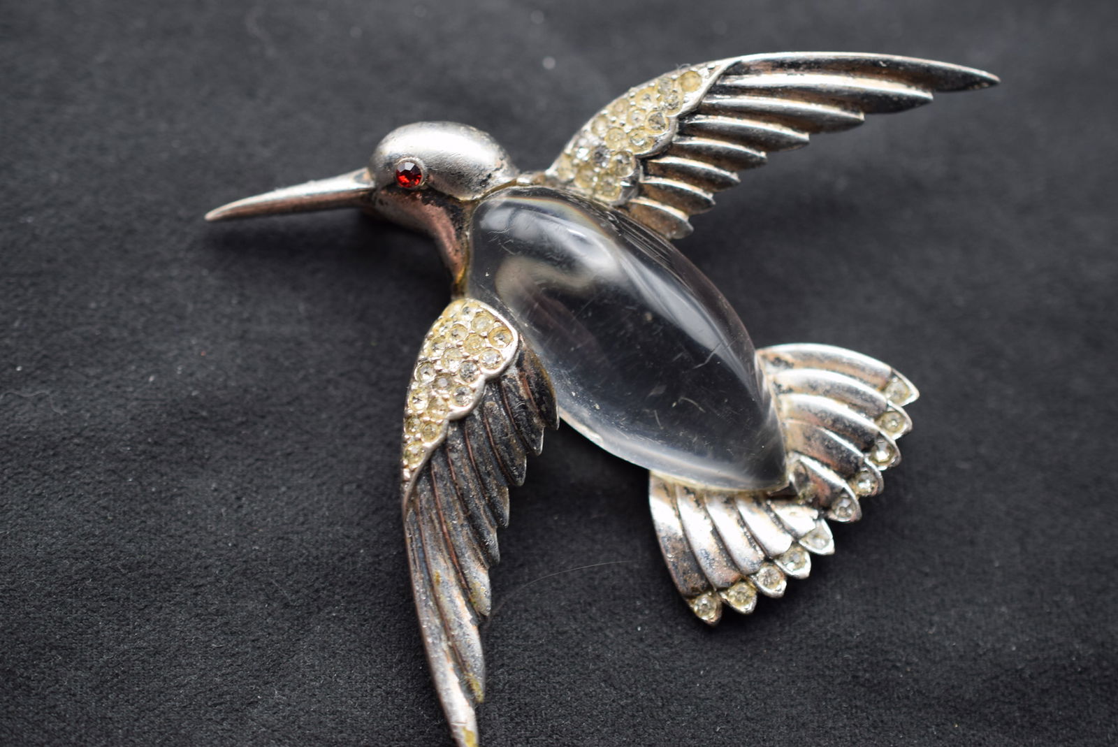 Trifari Jelly Belly Sterling Hummingbird Brooch Pin Signed Vintage Lot# DG 705 (1 of 20)