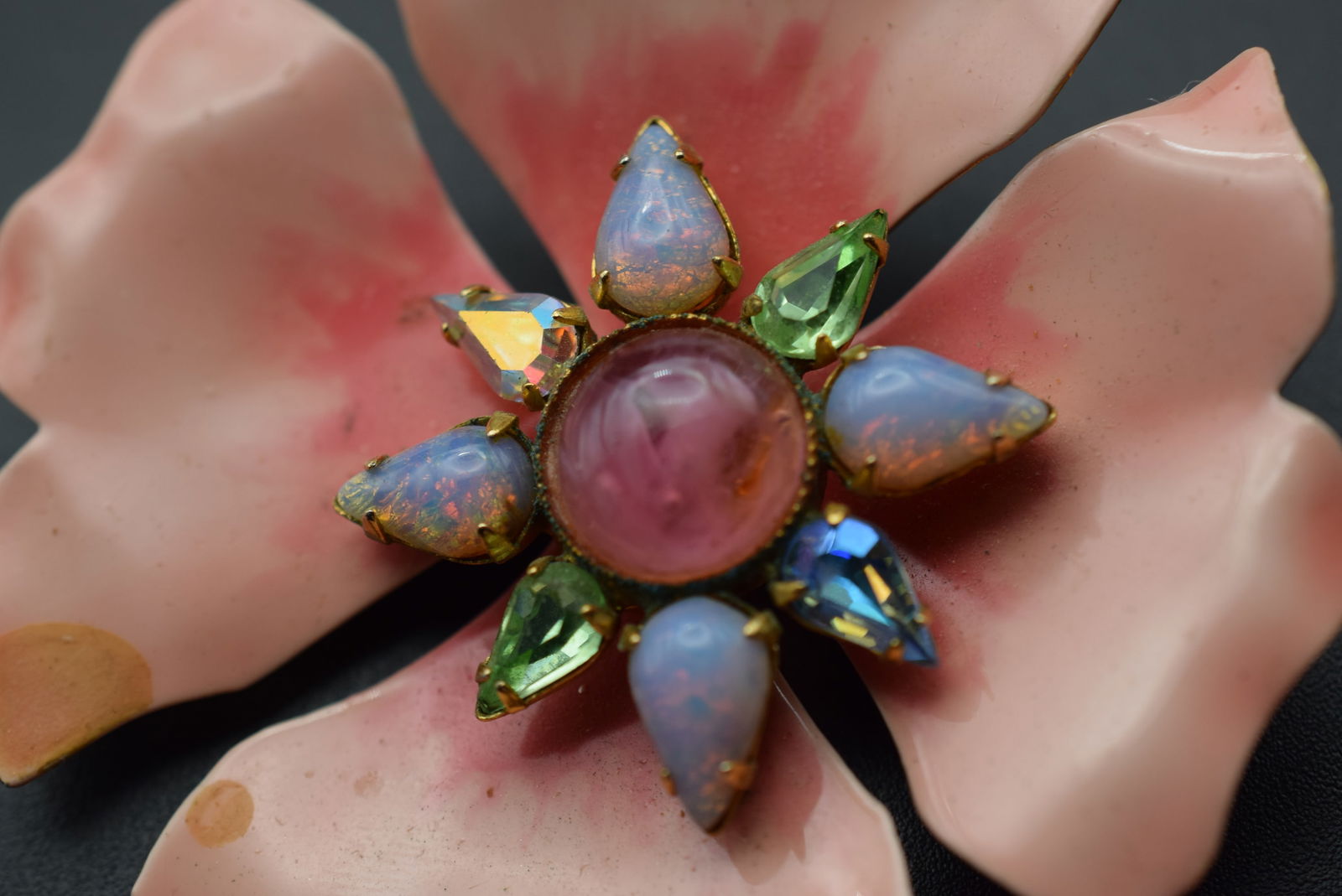 Original Robert for Miriam Enamel Flower Brooch Pin Vintage Lot# DG 708 (1 of 5)