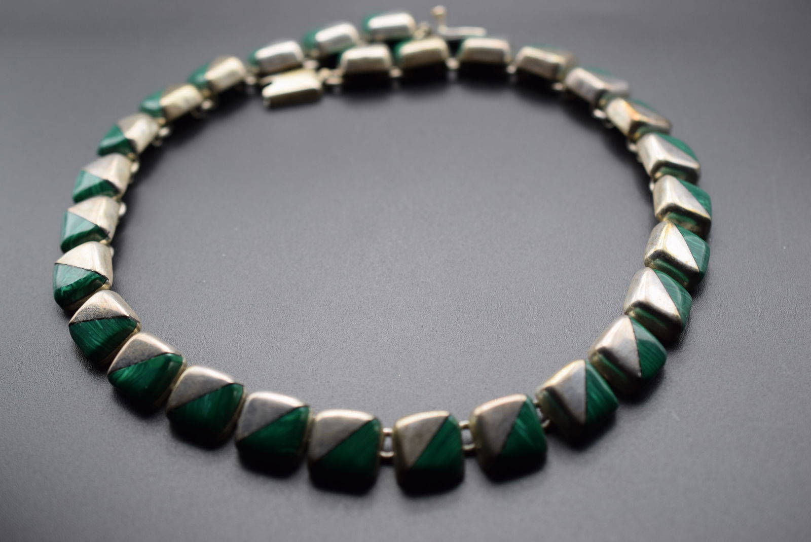 Malachite Mexico Sterling Silver 925 Vintage Necklace 87 grams Lot# DG 736 (1 of 7)