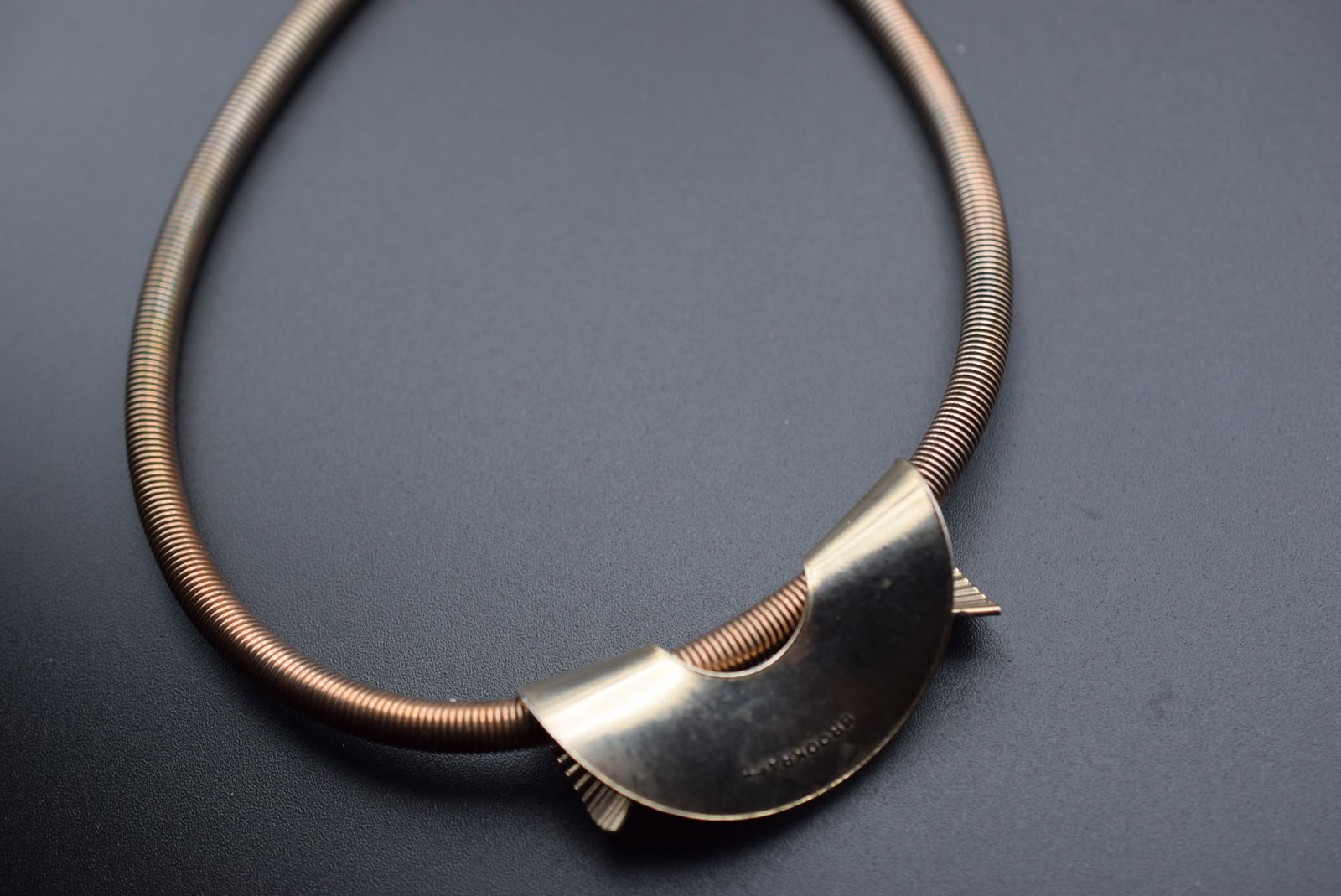 Brookraft Deco like 1940's Vintage Necklace Lot 739: Brookraft Deco like 1940's Vintage Necklace measures 14" long x 1" signed Brookraft