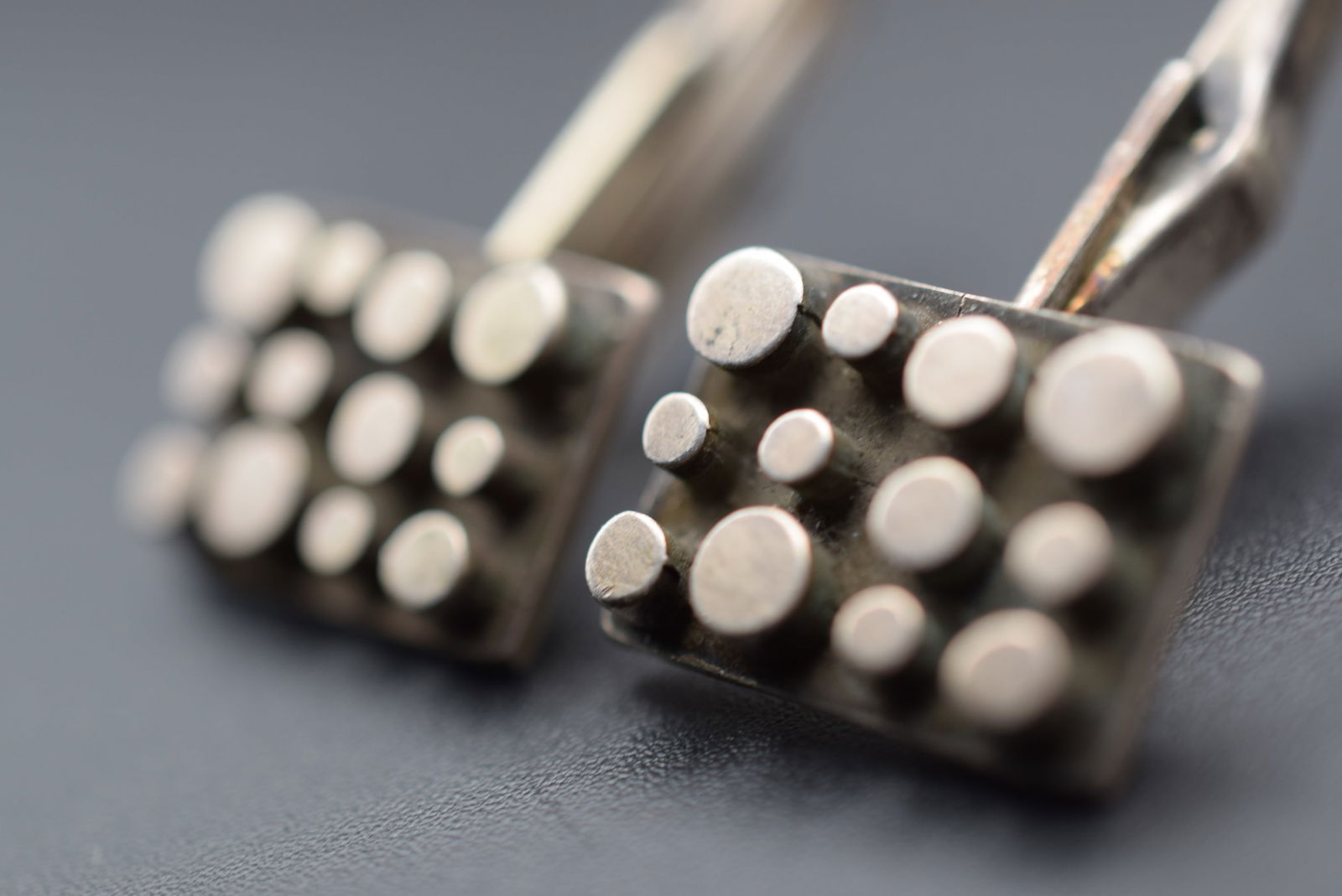 Denmark Danish Hammered Raised Dots Sterling Cufflinks Vintage Lot# DG 743 (1 of 7)