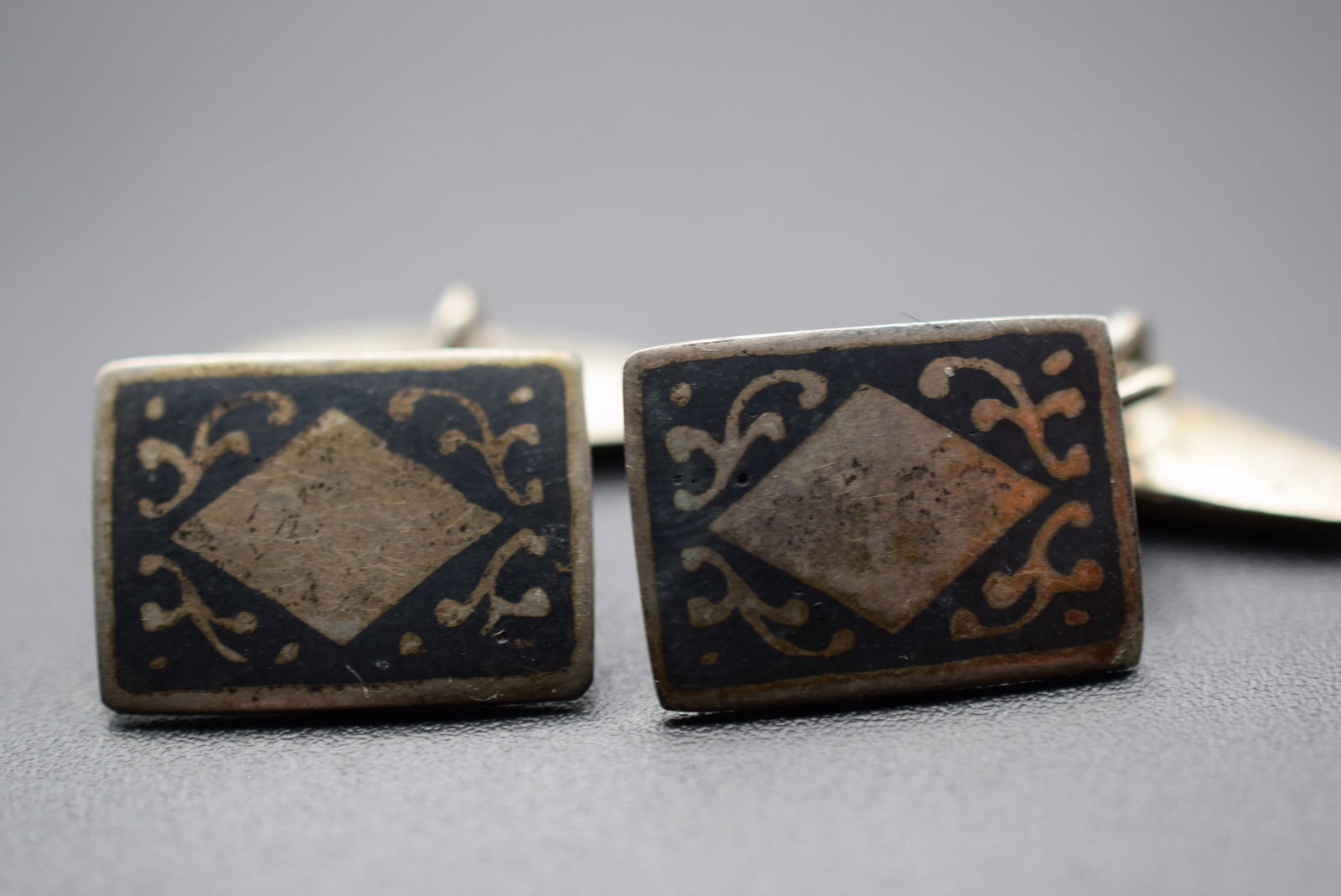 Enamel Sterling Chain Cufflinks Vintage Lot# DG 744 (1 of 2)
