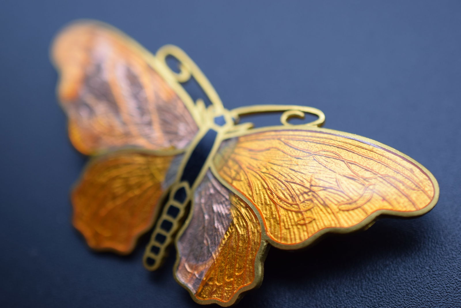 Sporrong & CO Stockholm Enamel Scandinavia Butterfly Orange Brooch Pin Sterling Vermeil Vintage #797: Sporrong & CO Stockholm Enamel Scandinavia Butterfly Orange Brooch Pin Sterling Vermeil Vintage measures 2 1/4" x 1 1/8" signed Sporrong & Co Stockholm