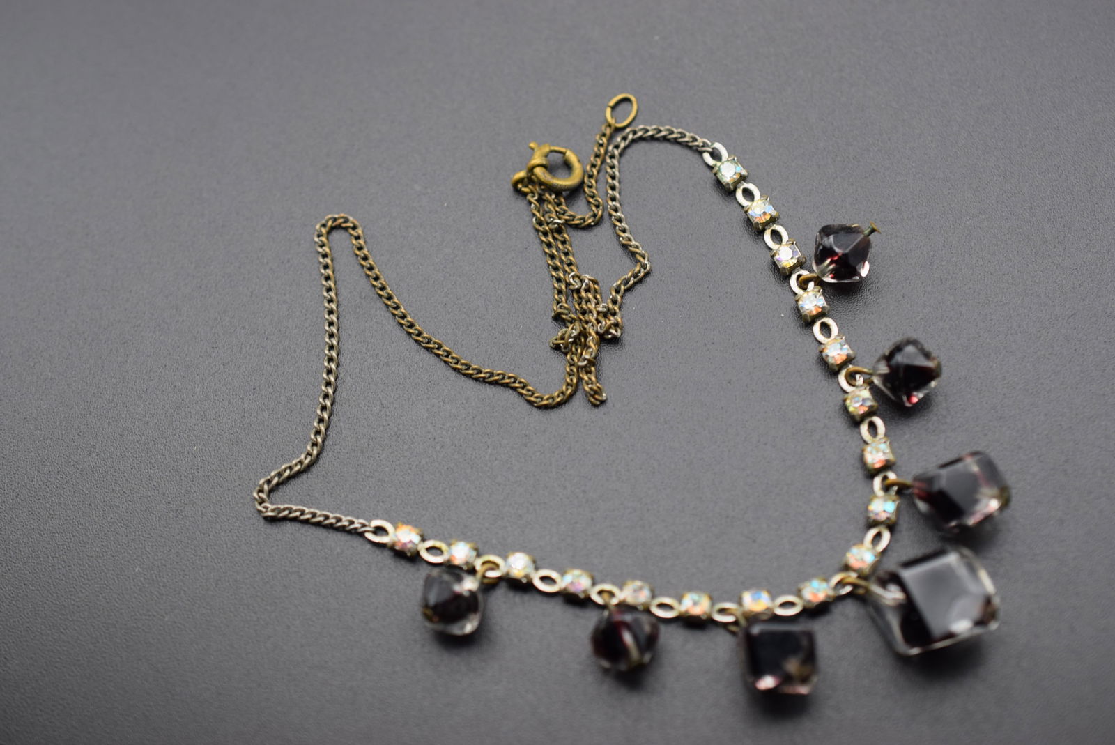 Art Glass Rhinestone Necklace Vintage Lot# DG 809 (1 of 3)