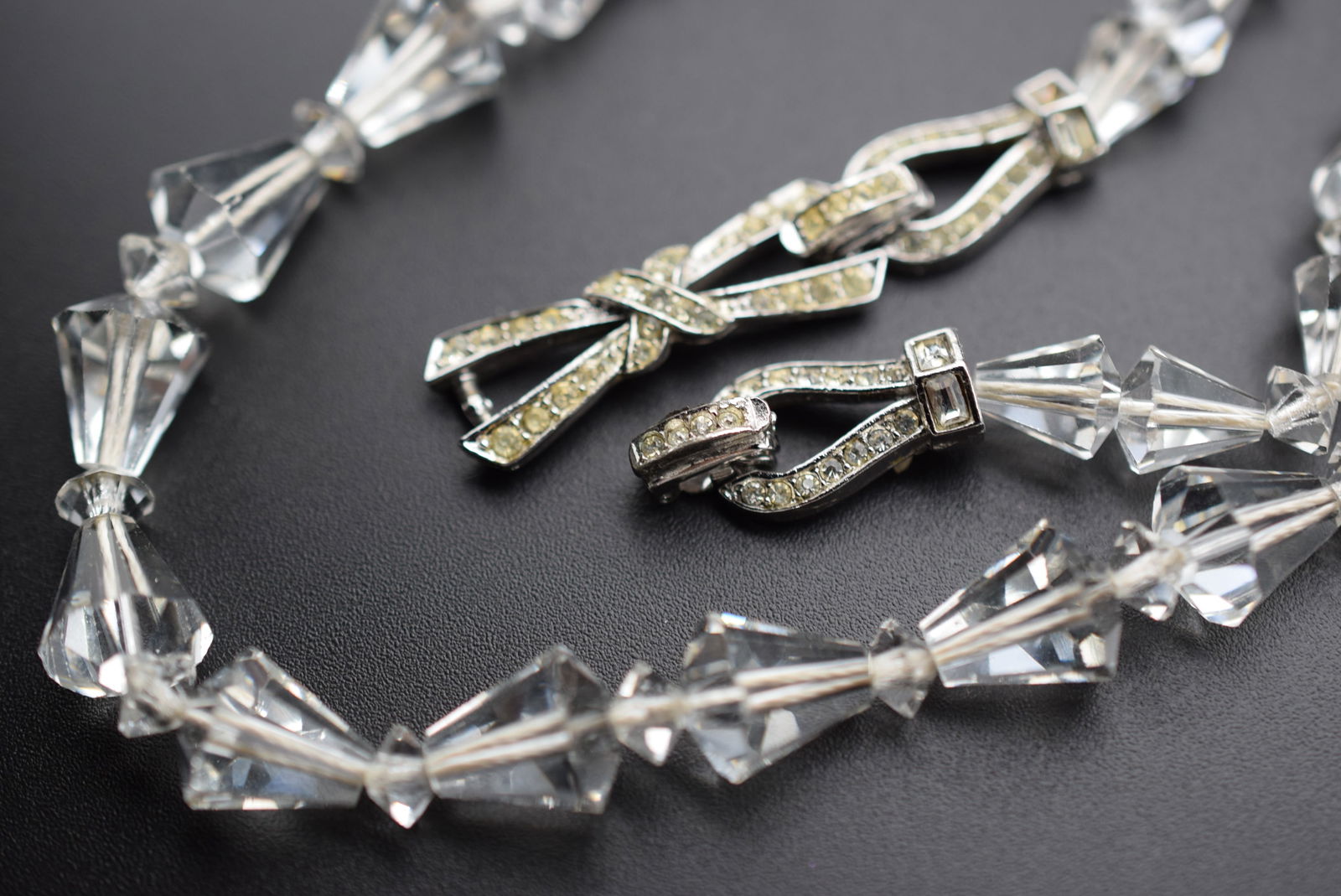 Boucher Rock Crystal Signed Vintage Necklace 1940's Lot 815 (1 of 6)