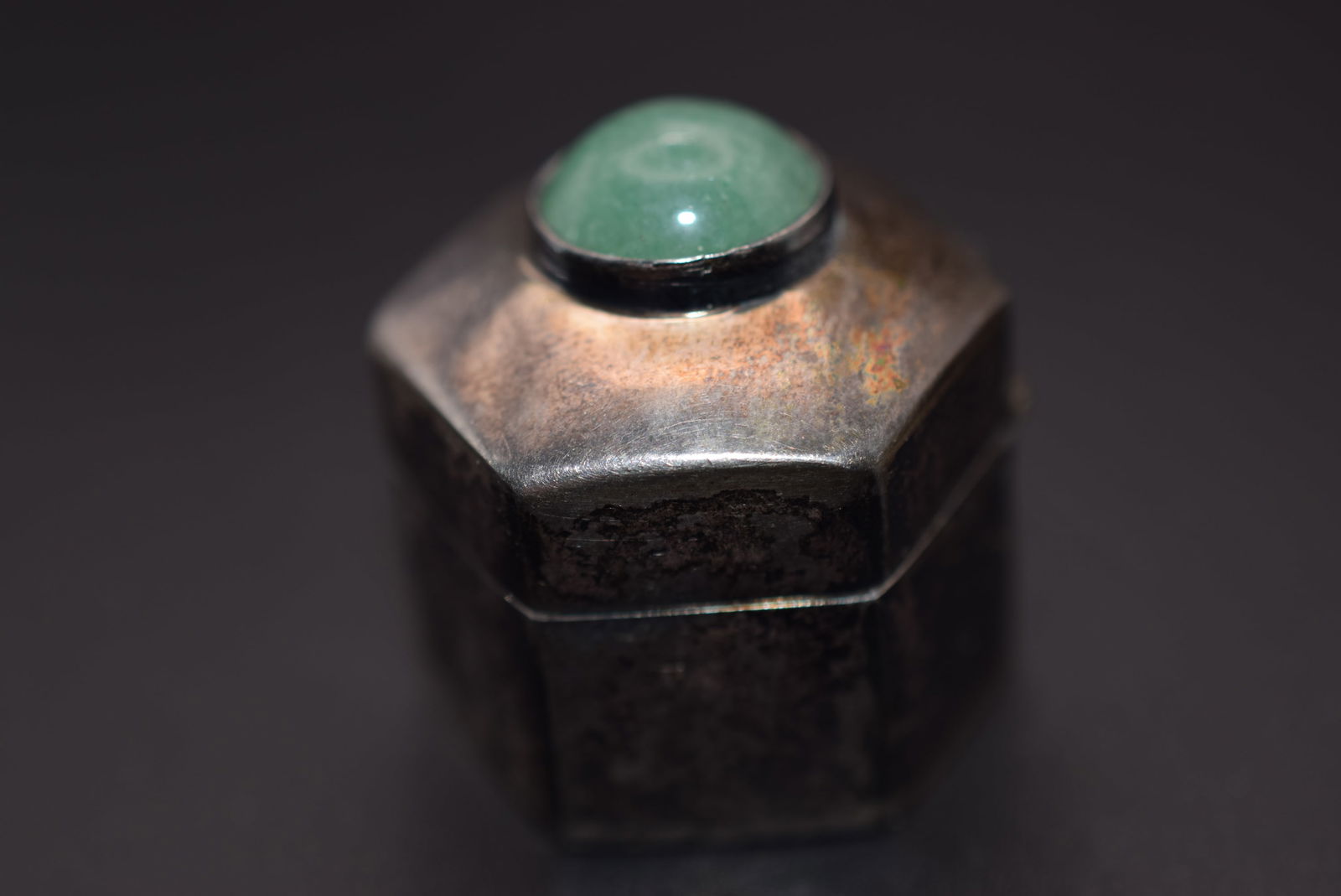 Mexico 925 Pill Box Hinged Sterling Silver Vintage Jade Lot# DG 829 (1 of 3)