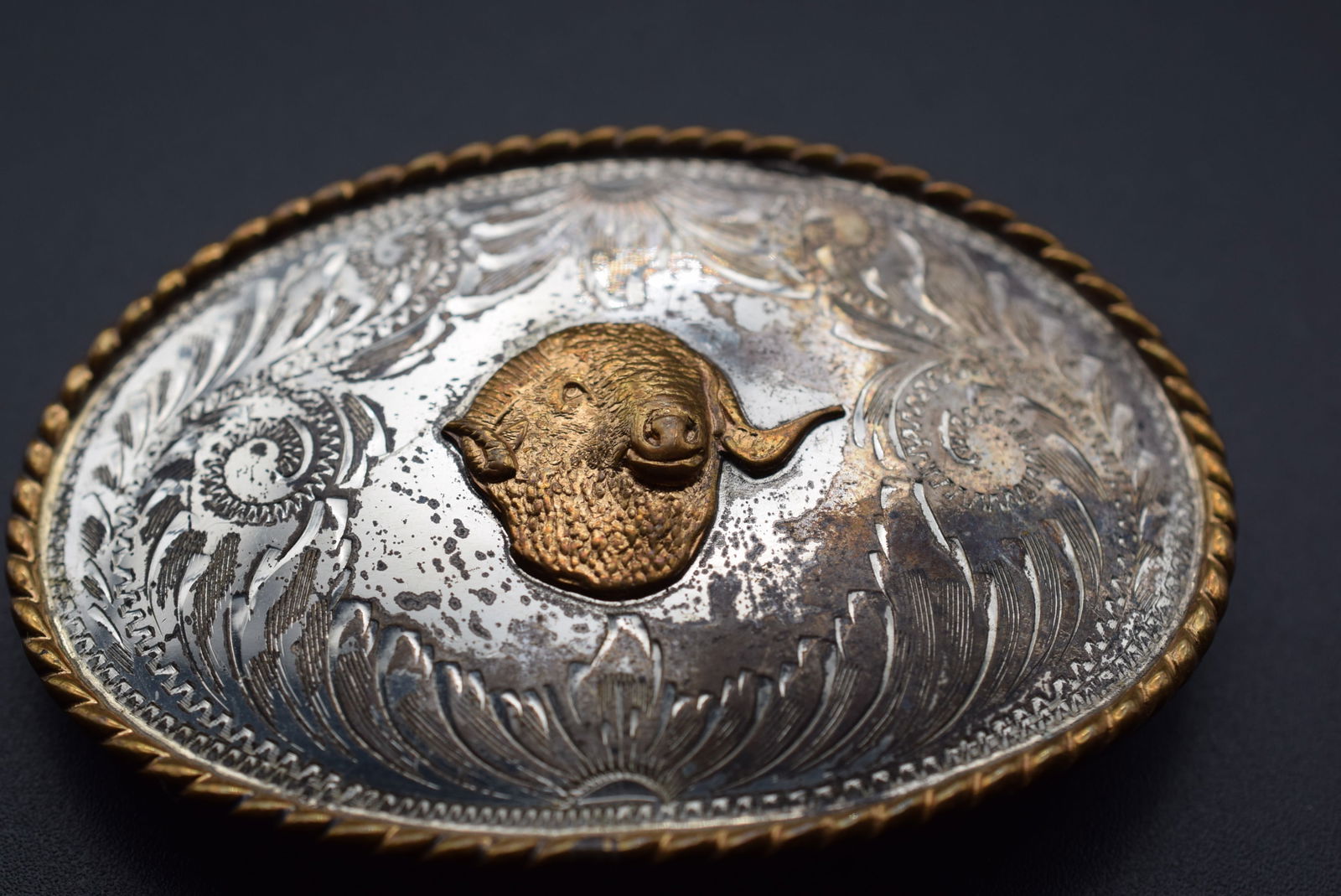 Ram Sterling Silver Comstock Silversmiths Belt Buckle Vintage Lot# DG 830 (1 of 4)