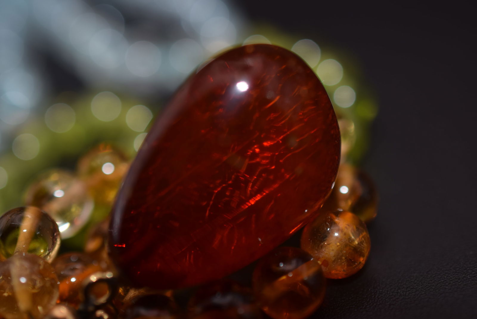 Genuine Amber Pendant Amethyst Aqua Olive and Peach Necklace Lot 832 (1 of 5)