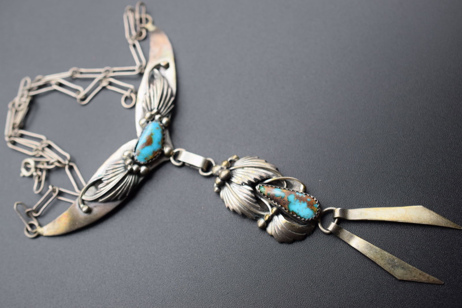 HM Musket Mace Navajo Sterling Silver 925 Turqouise Old Pawn Necklace Lot# DG 837 (1 of 5)