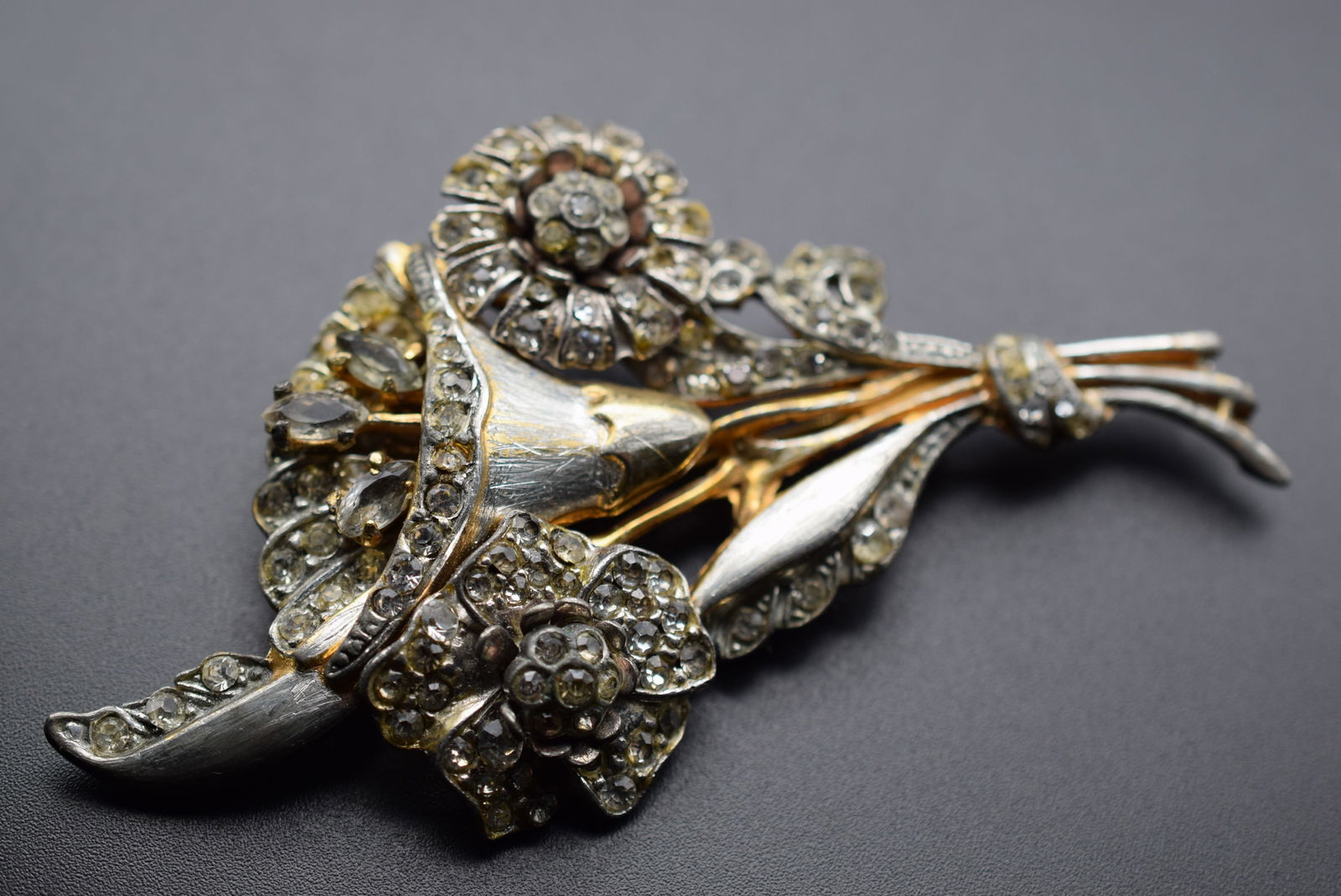 1950's most Fab HUGE 4" Flower Encrusted Brooch Pin Vintage Lot# DG 863 (1 of 5)