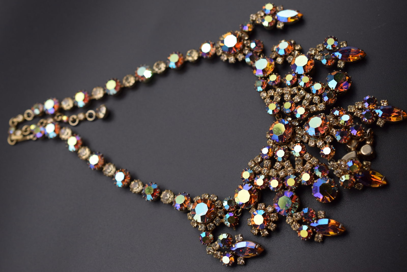 Sherman Necklace Bib Vintage Signed 1940's Lot 882: Sherman Necklace Bib Vintage Signed 1940's measures 17" x 3" only the earrings are signed they are auctioned in the next lot 883