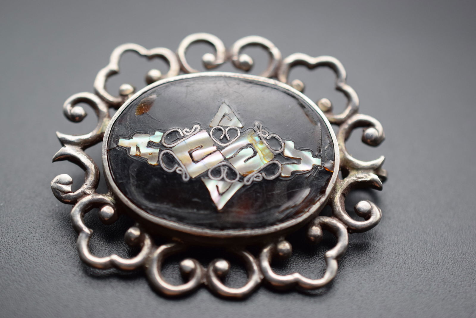 Inlaid Paua Vintage Sterling Sterling Silver 925 Brooch Pin Pendant Lot 931 (1 of 5)