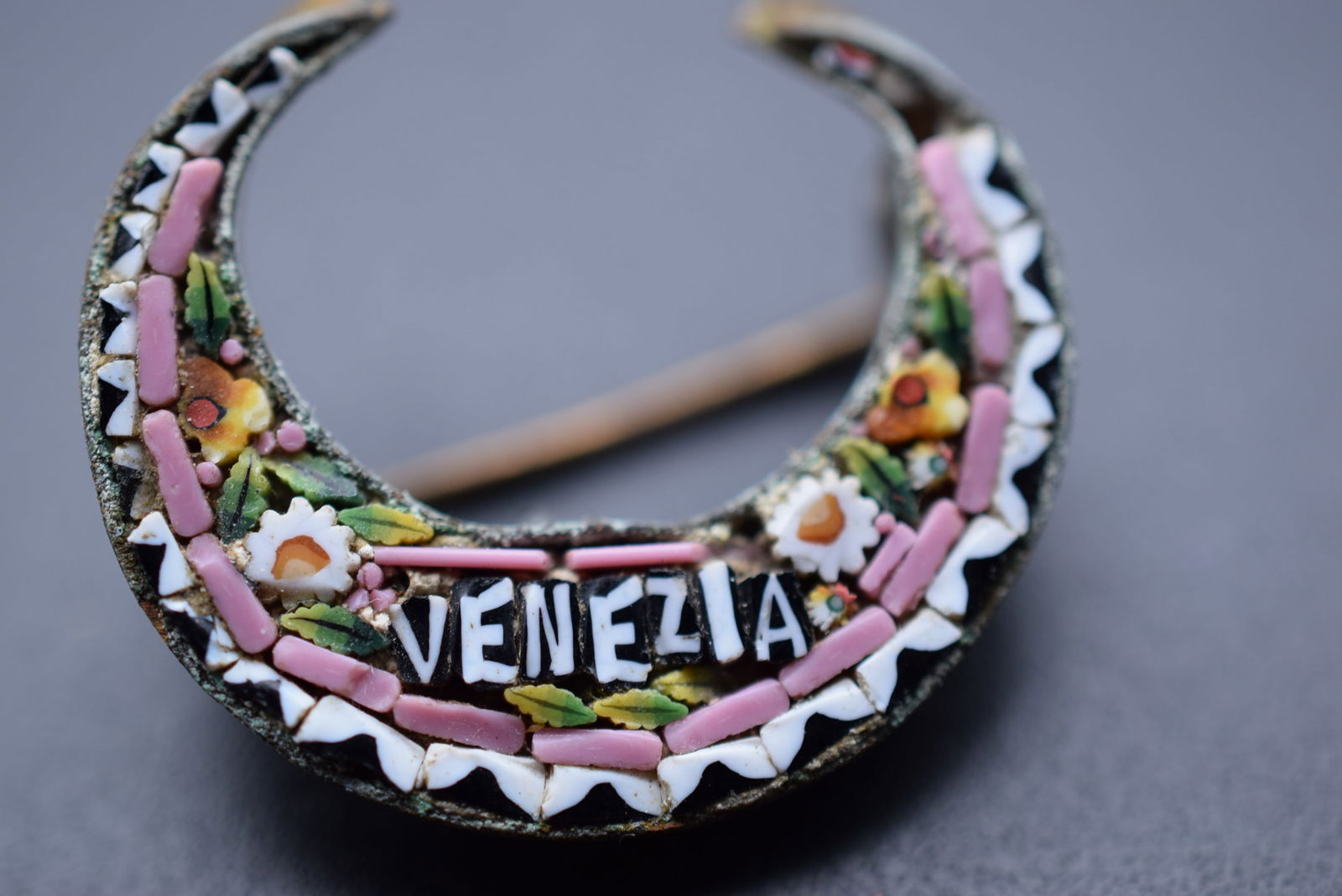 Venice Venezia Micro Mosaic Old Brooch Pin Vintage Lot# DG 993 (1 of 2)