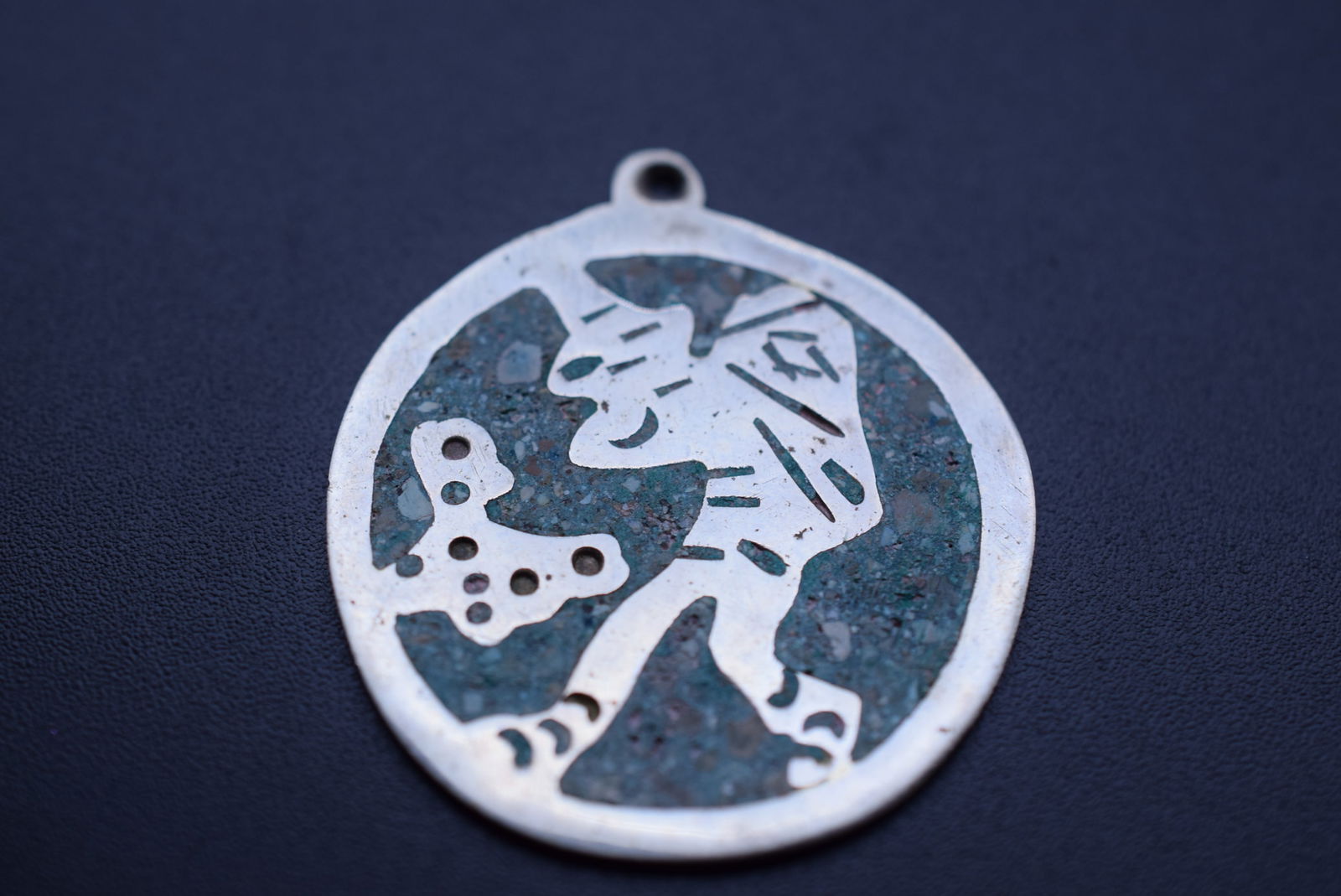 Mexico 925 Sterling Silver Inlaid Vintage Pendant Lot 1023 (1 of 3)